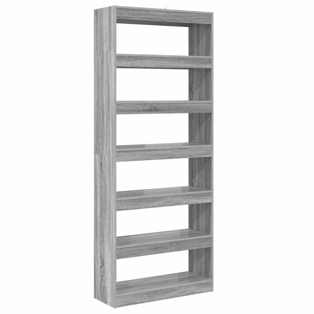 Bibliothèque Sonoma gris 80 x 30 x 198 cm Bois d'ingénierie - XIOS