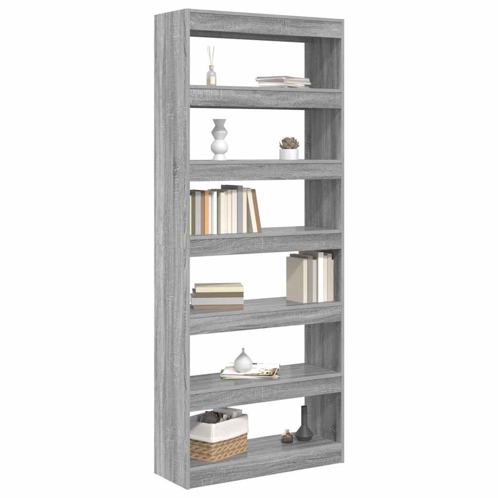 Bibliothèque Sonoma gris 80 x 30 x 198 cm Bois d'ingénierie - XIOS