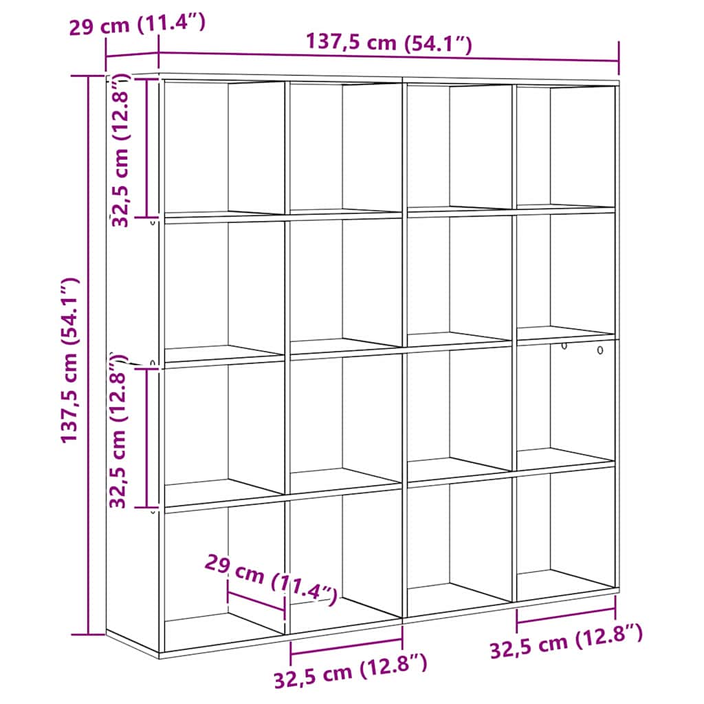 Bibliothèque Chêne noir 137.5 x 29 x 137.5 cm Bois d'ingénierie - XIOS