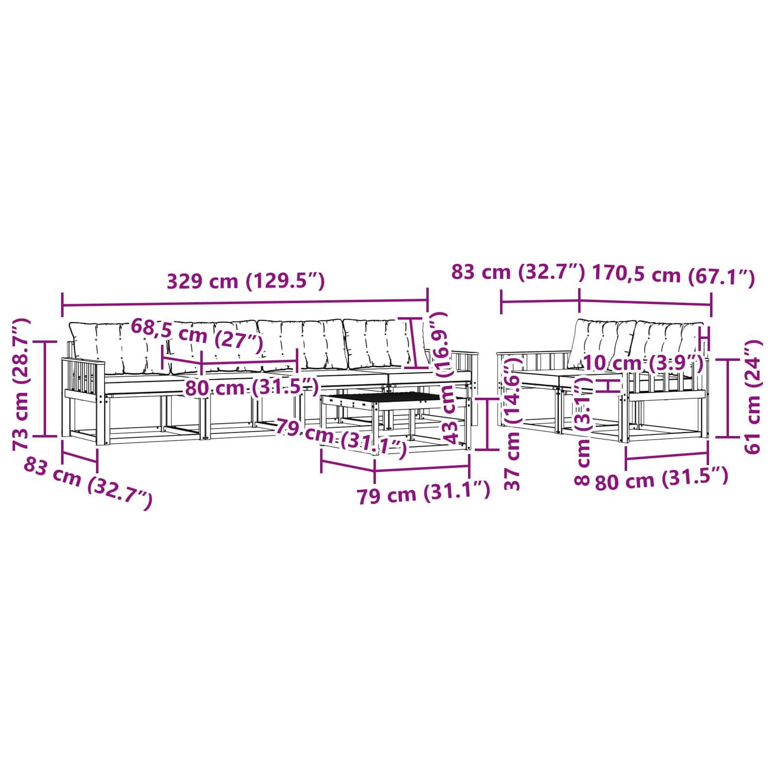 Ensemble de canapés d'extérieur 7 pcs Blanc et Beige - XIOS