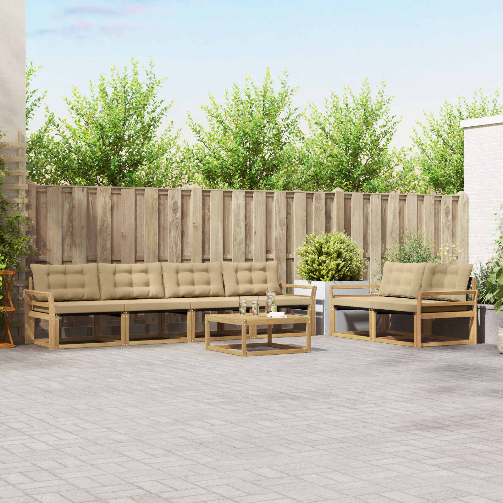 Ensemble de canapés d'extérieur 7 pcs Blanc et Beige - XIOS