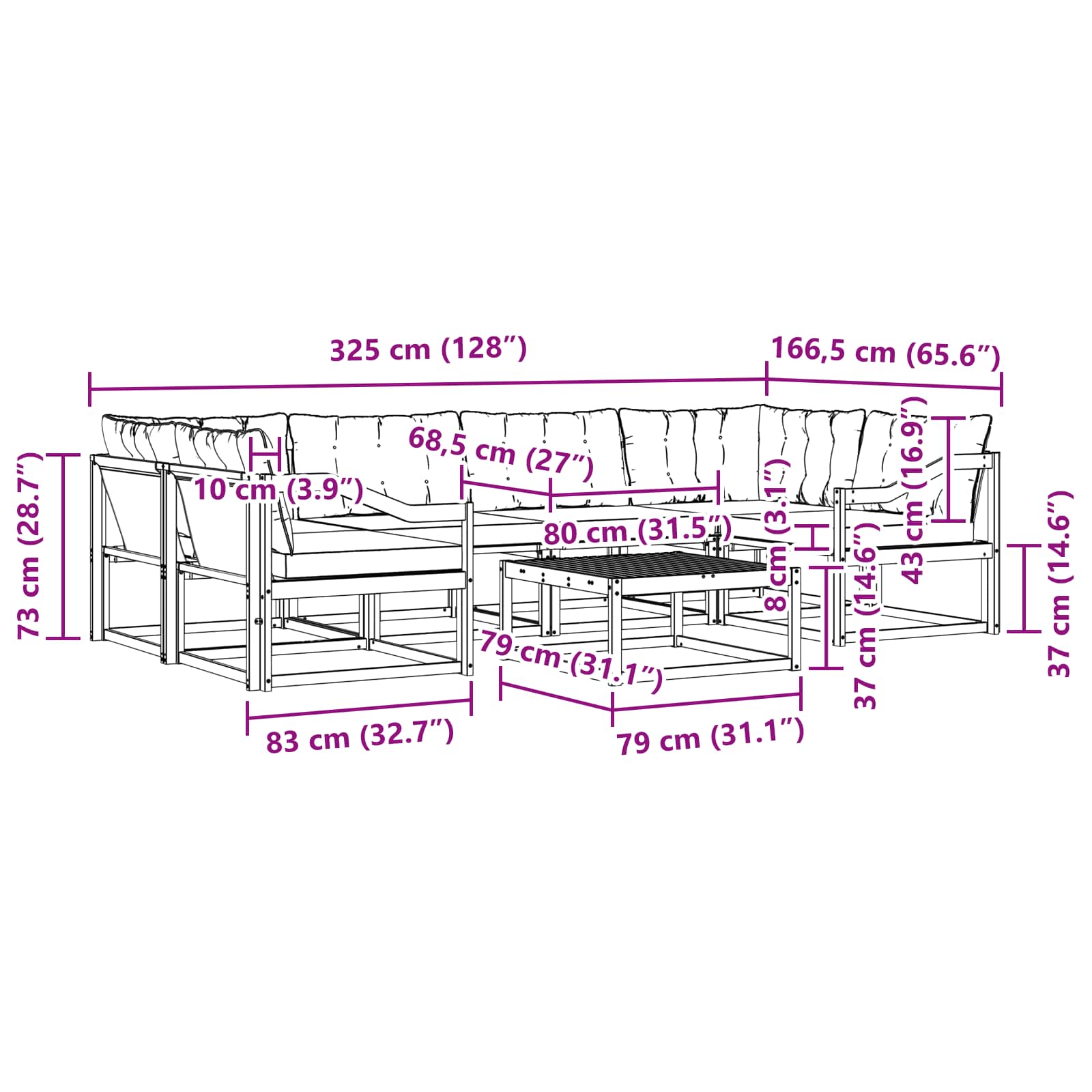 Ensemble de canapés d'extérieur 7 pcs Blanc et Beige - XIOS
