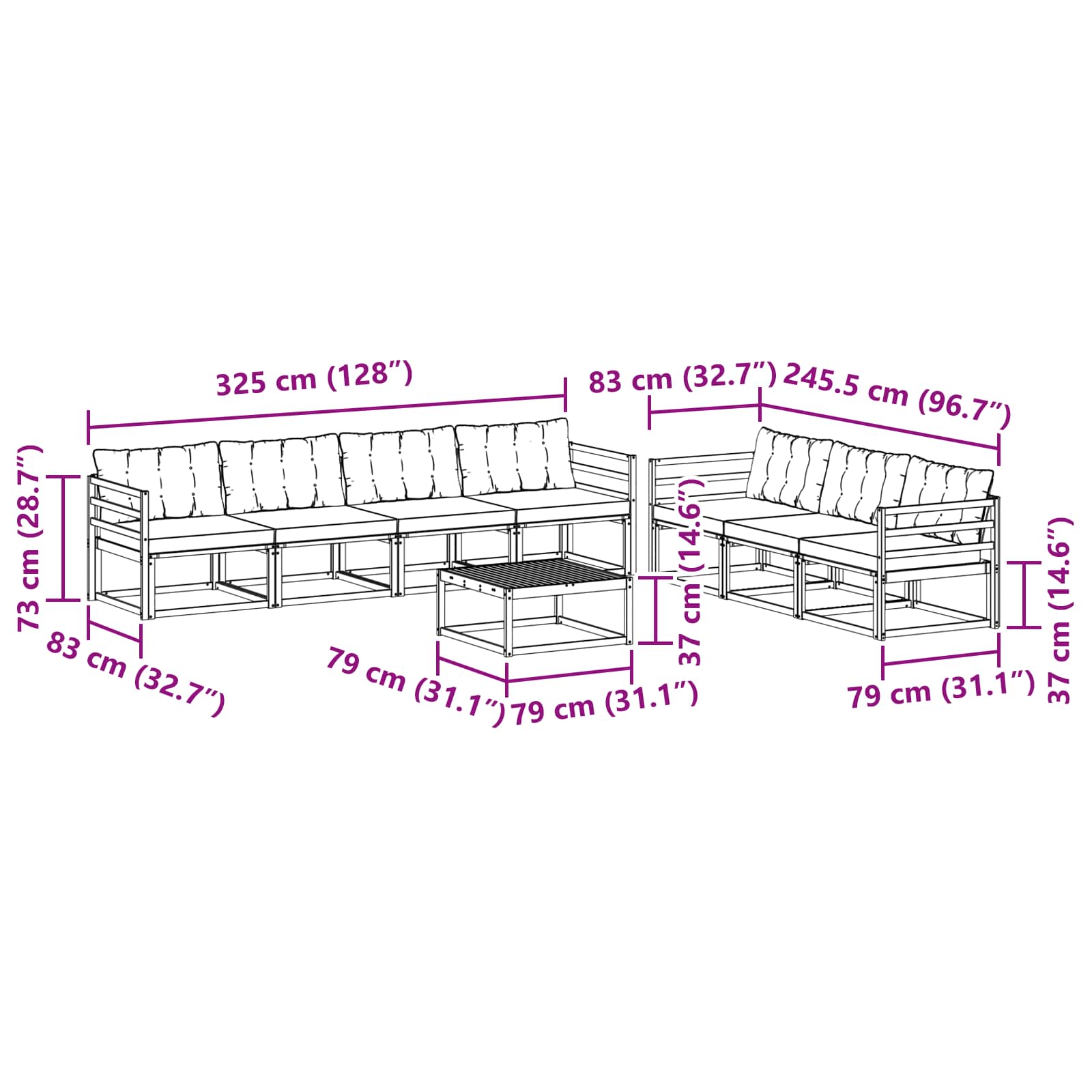 Ensemble de canapés d'extérieur 8 pcs Blanc et noir - XIOS
