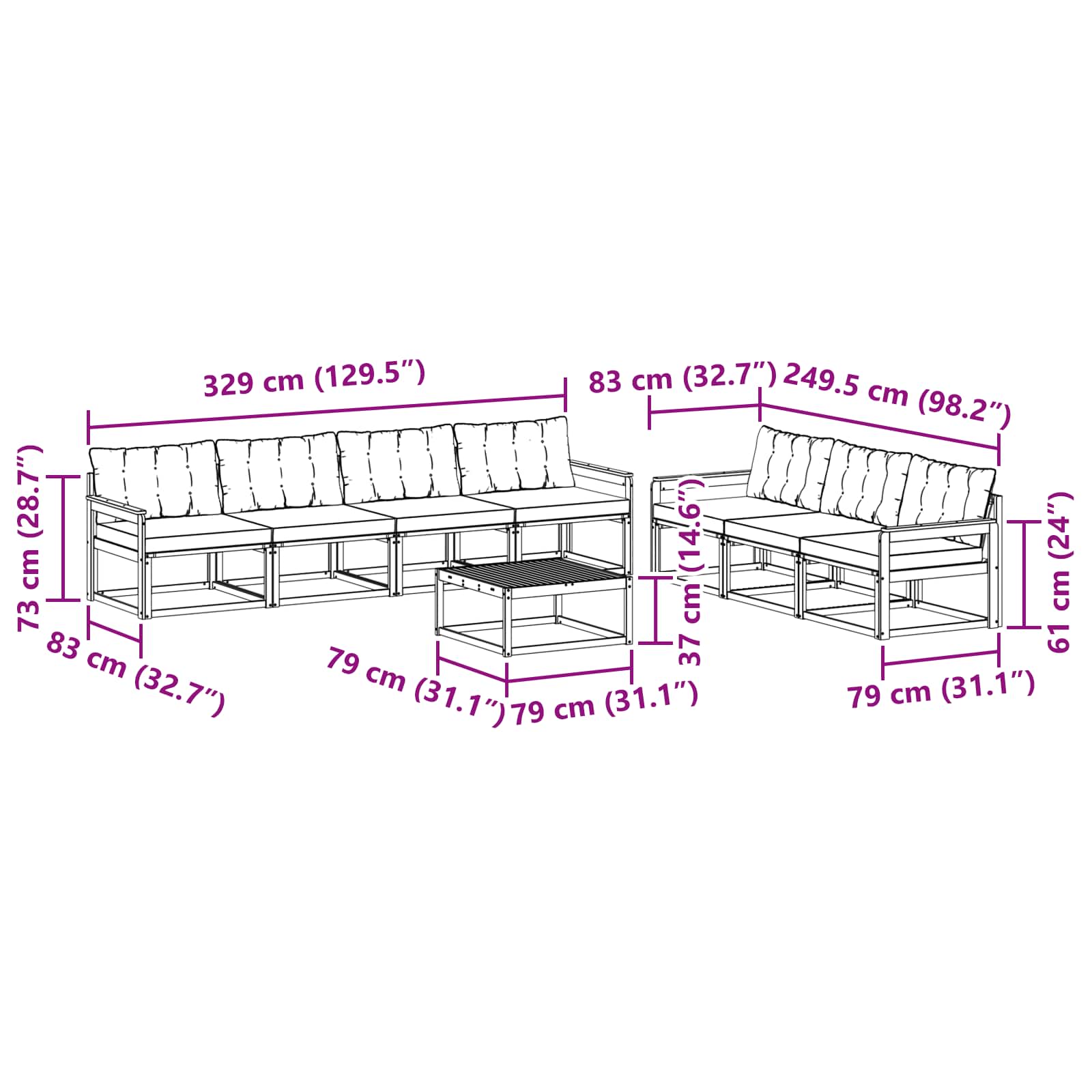 Ensemble de canapés d'extérieur 8 pcs Blanc et Beige - XIOS