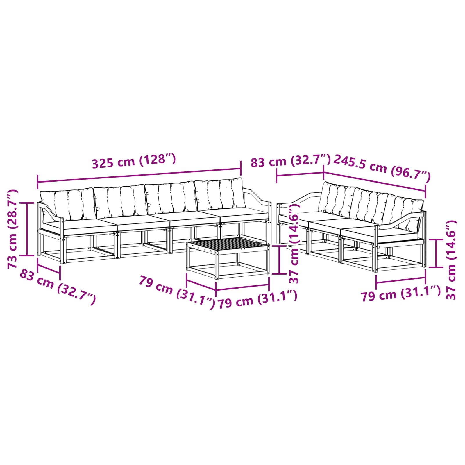 Ensemble de canapés d'extérieur 8 pcs Blanc et noir - XIOS