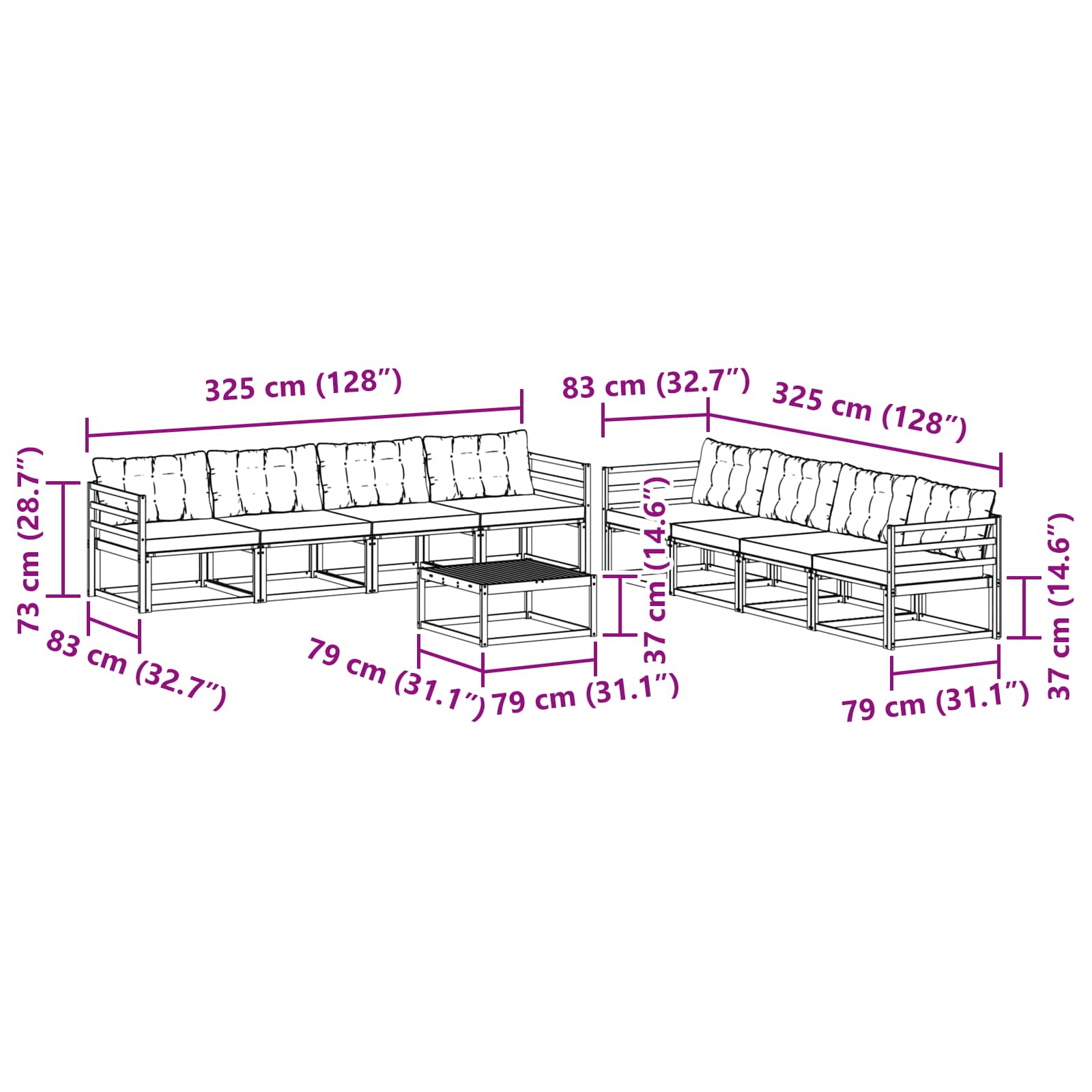 Ensemble de canapés d'extérieur 9 pcs Blanc et gris clair - XIOS