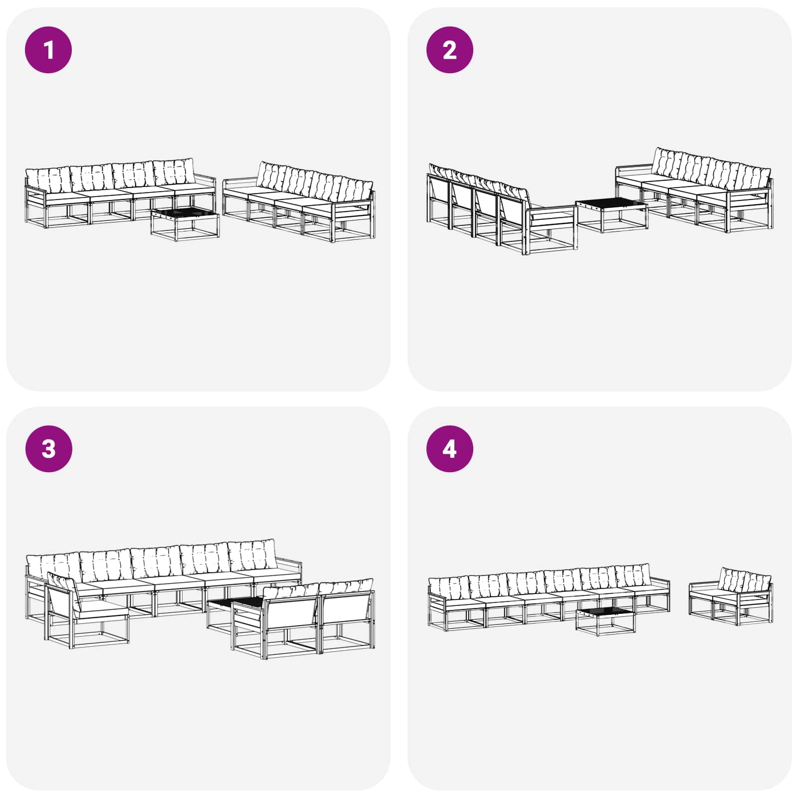 Ensemble de canapés d'extérieur 9 pcs Blanc et gris clair - XIOS