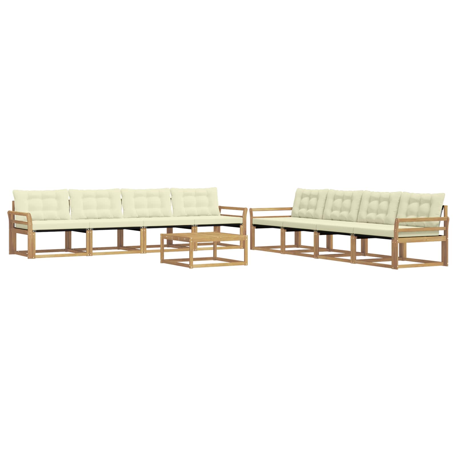 Ensemble de canapés d'extérieur 9 pcs Blanc et crème