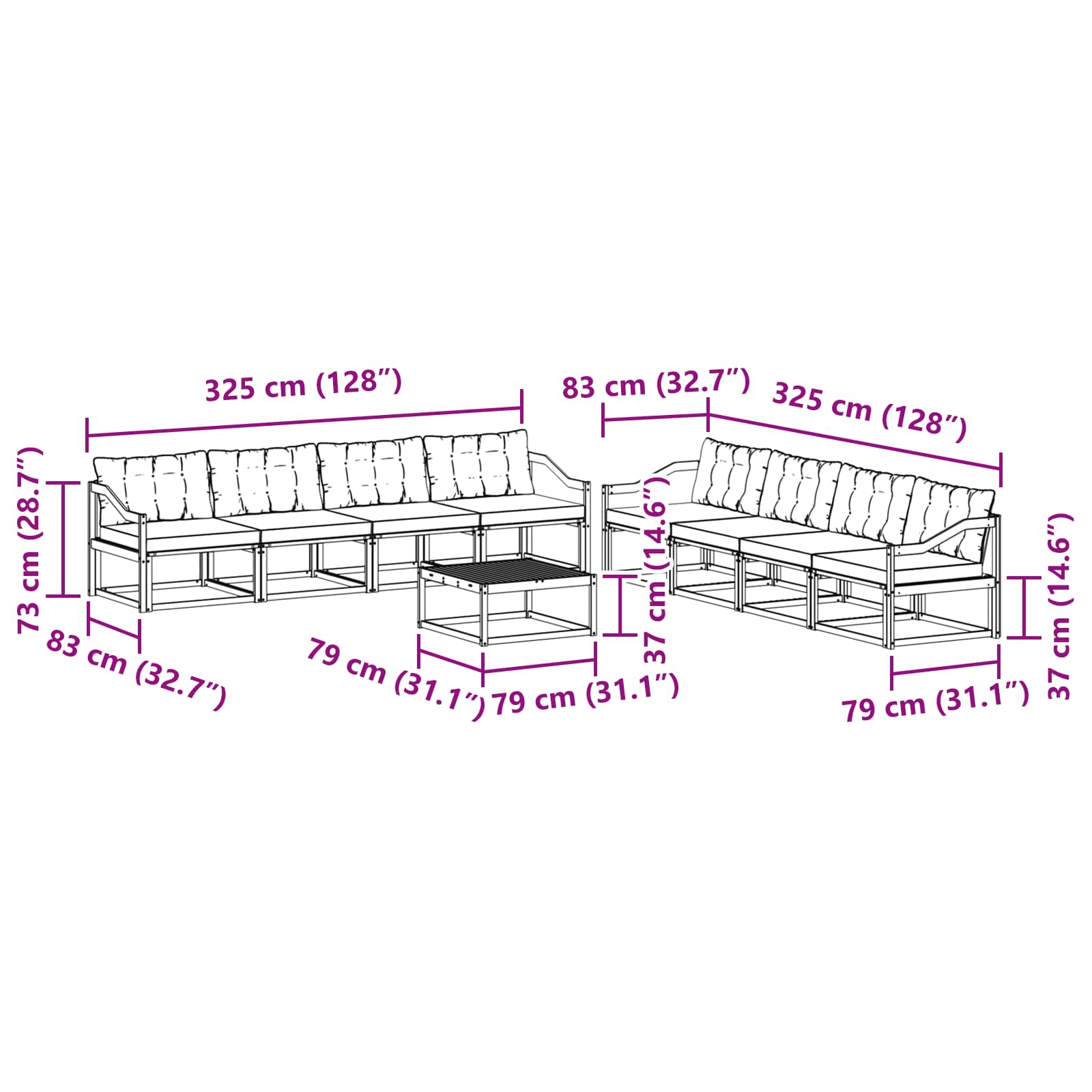 Ensemble de canapés d'extérieur 9 pcs Blanc et crème
