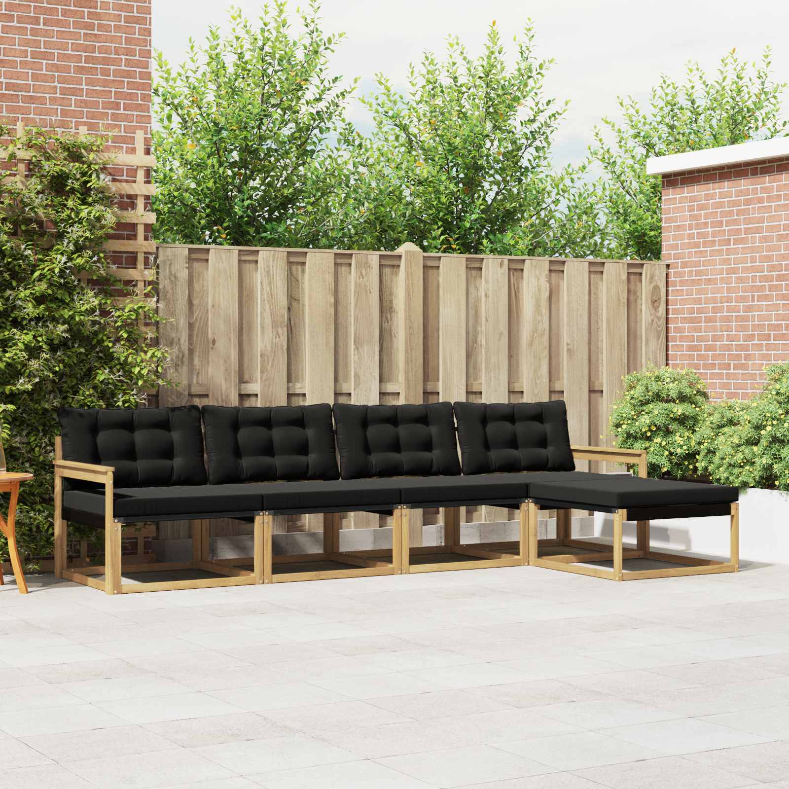 Ensemble de canapés d'extérieur 5 pc Blanc et noir