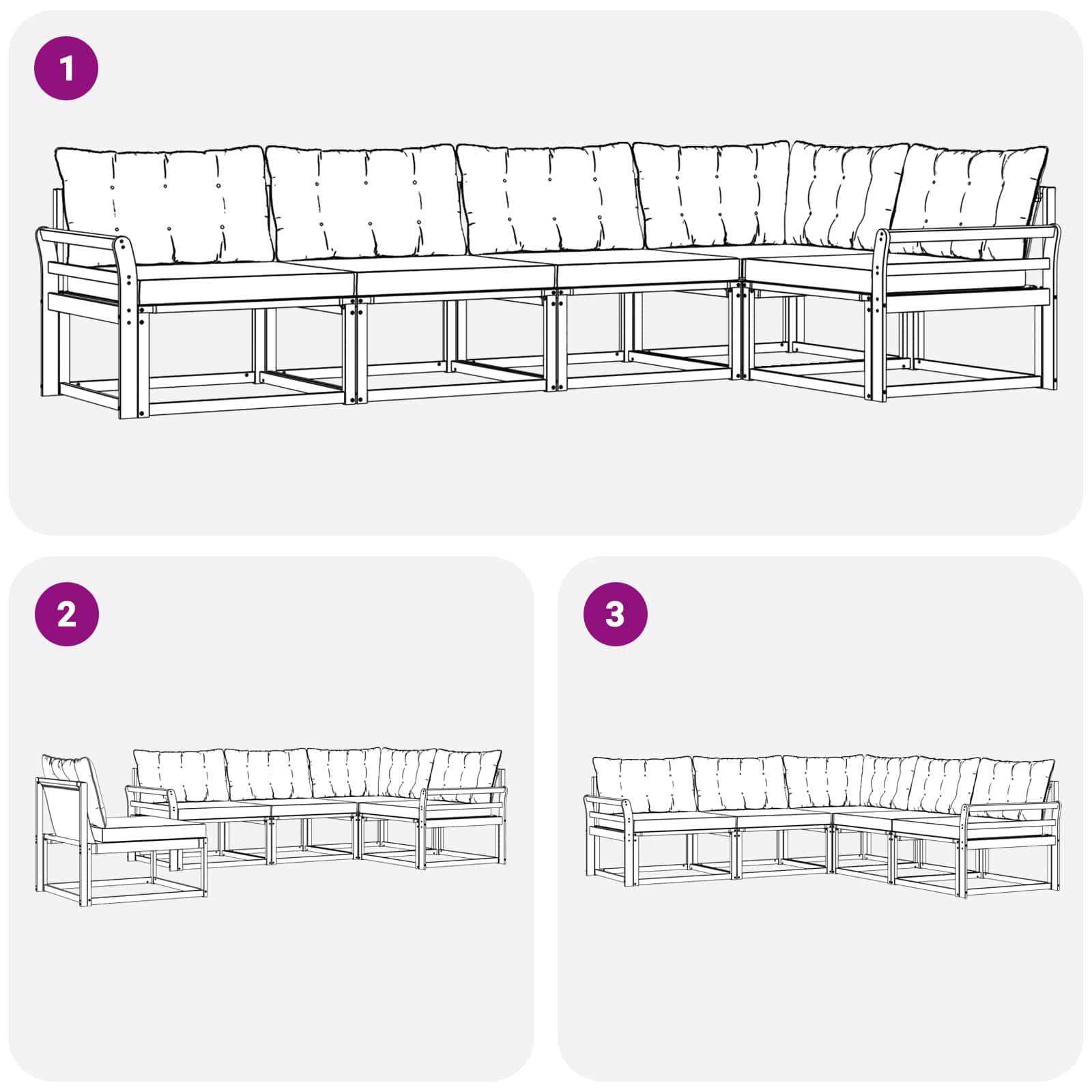 Ensemble de canapés d'extérieur 5 pcs Blanc et gris clair - XIOS
