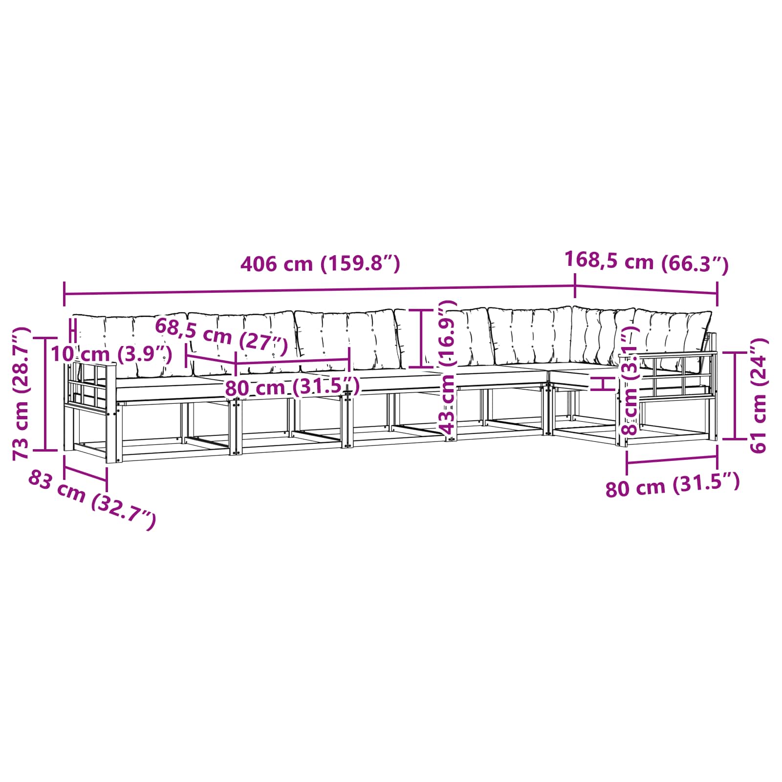 Ensemble de canapés d'extérieur 6 pcs Blanc et Beige - XIOS