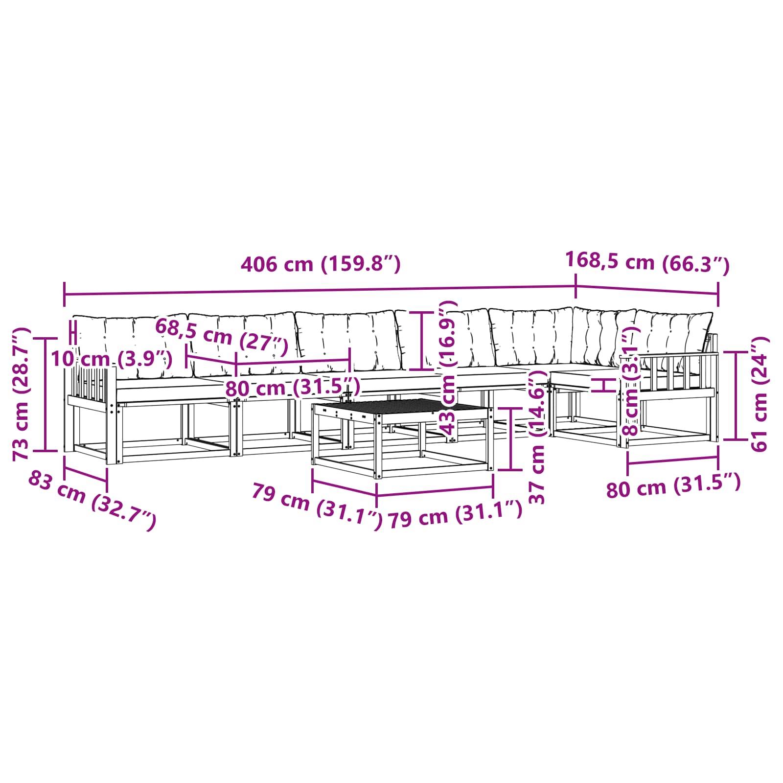 Ensemble de canapés d'extérieur 7 pcs Blanc et Beige - XIOS