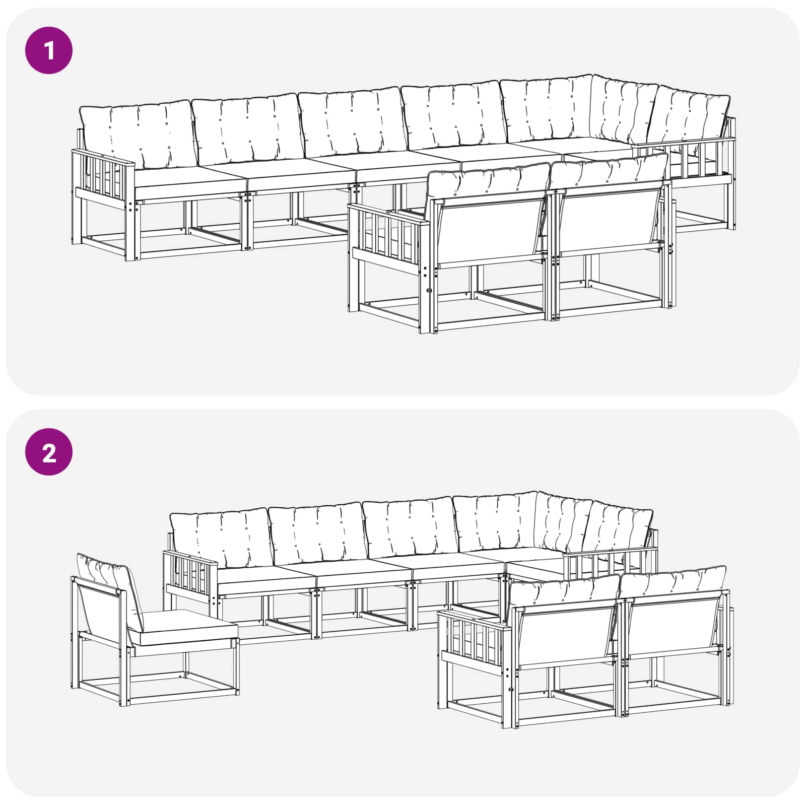 Ensemble de canapés d'extérieur 8 pcs Blanc et gris clair - XIOS