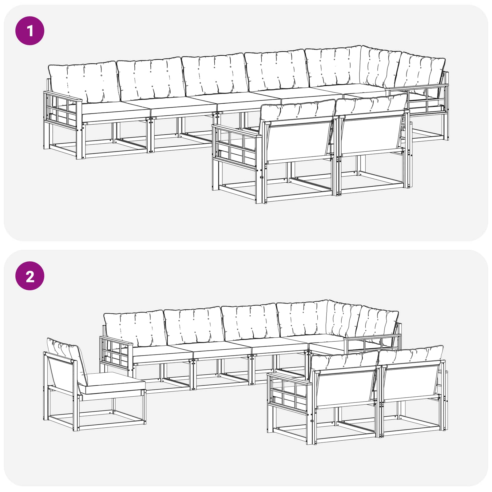 Ensemble de canapés d'extérieur 8 pcs Blanc et gris clair - XIOS