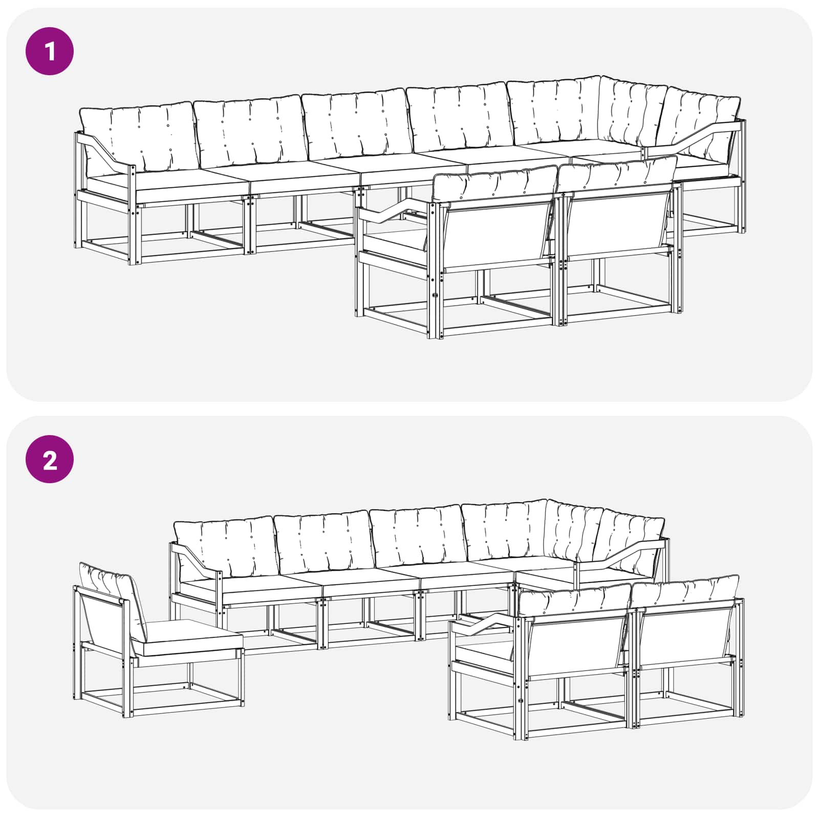 Ensemble de canapés d'extérieur 8 pcs Blanc et gris clair - XIOS