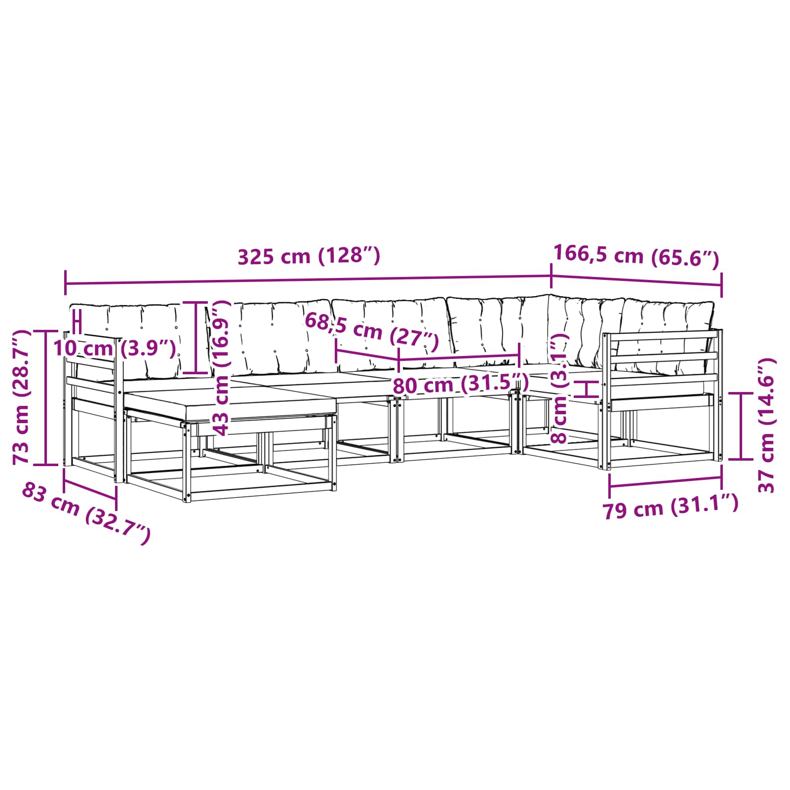 Ensemble de canapés d'extérieur 6 pcs Blanc et Beige - XIOS