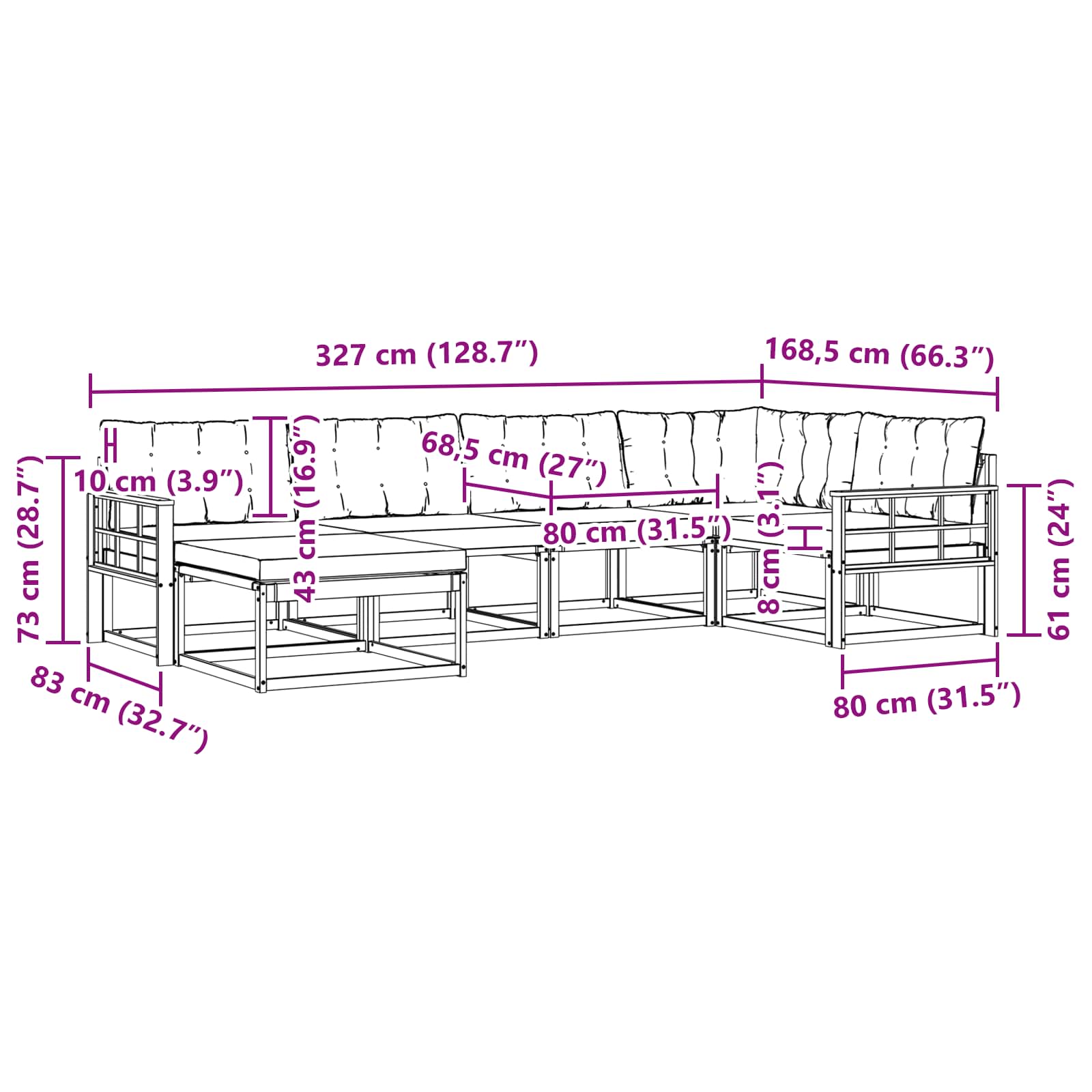 Ensemble de canapés d'extérieur 6 pcs Blanc et Beige - XIOS
