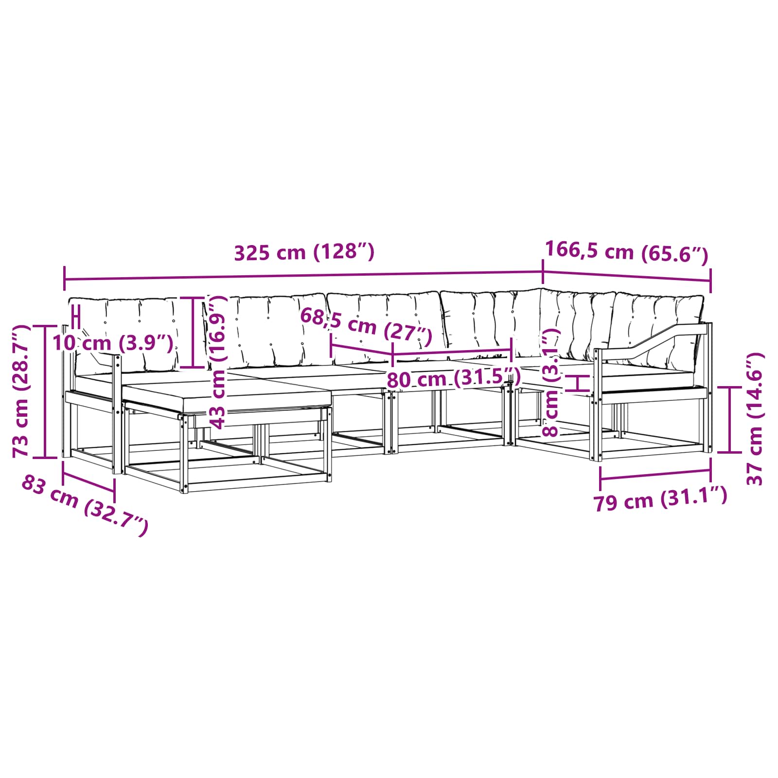 Ensemble de canapés d'extérieur 6 pcs Blanc et gris clair - XIOS