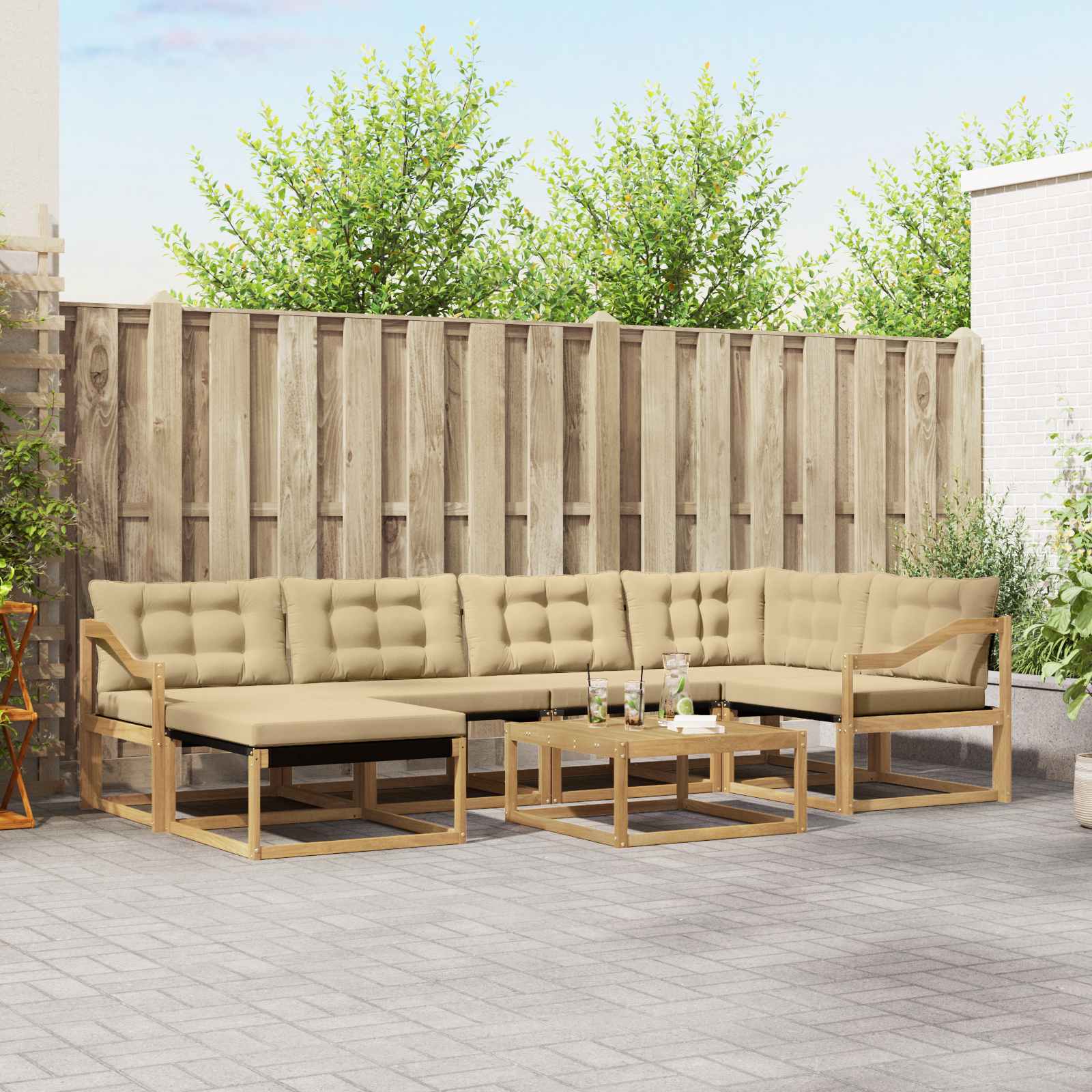 Ensemble de canapés d'extérieur 7 pcs Blanc et Beige - XIOS