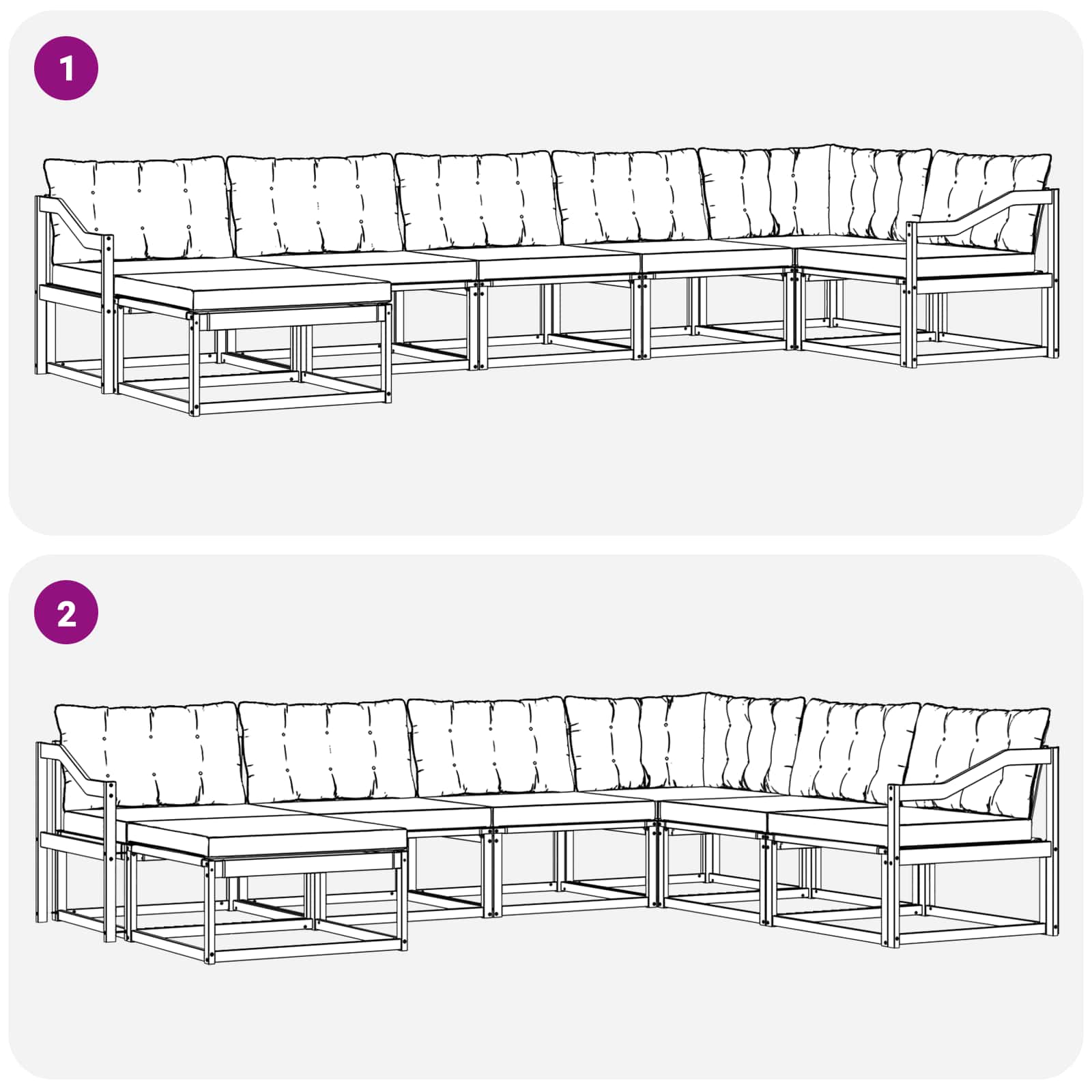 Ensemble de canapés d'extérieur 7 pcs Blanc et gris clair - XIOS