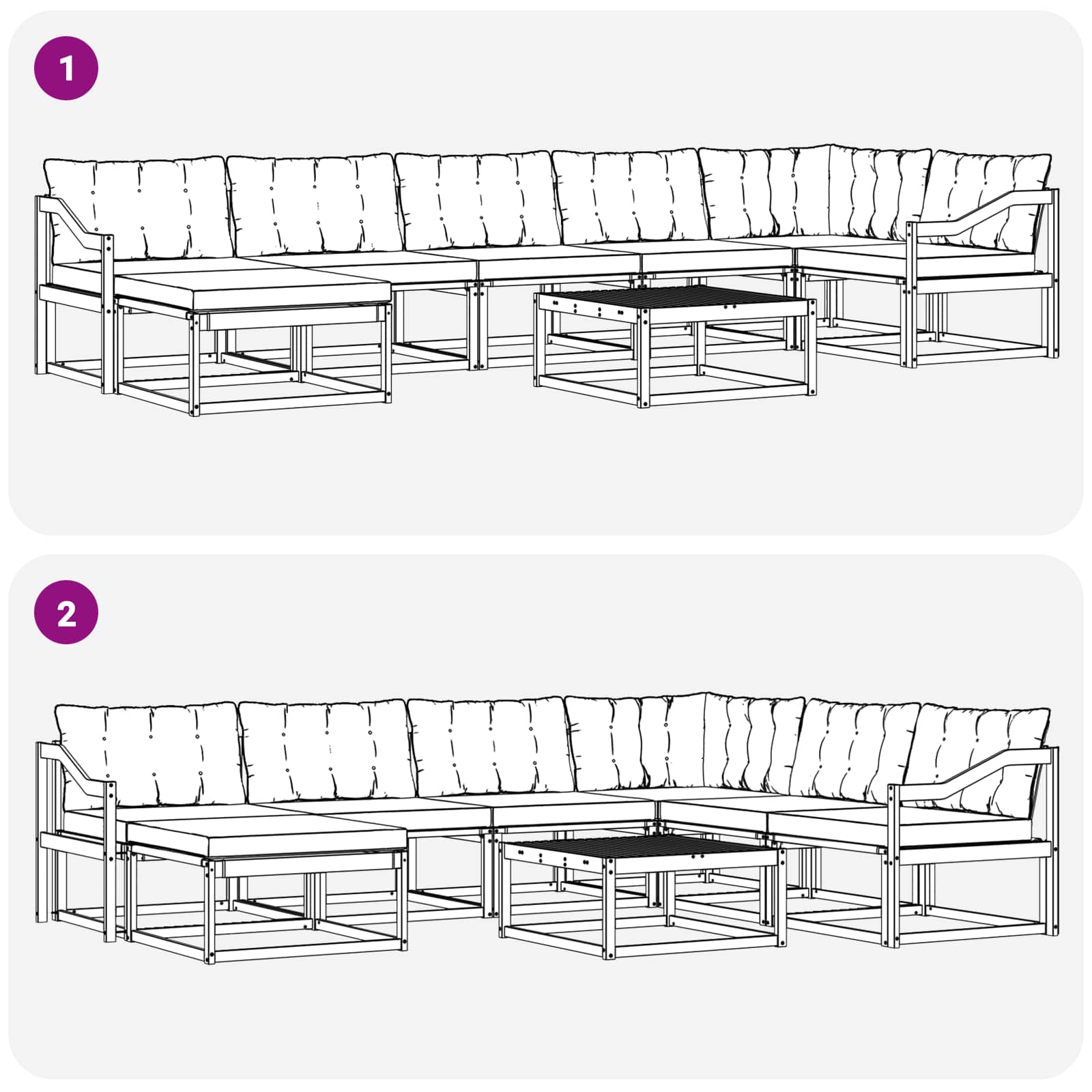 Ensemble de canapés d'extérieur 8 pcs Blanc et noir