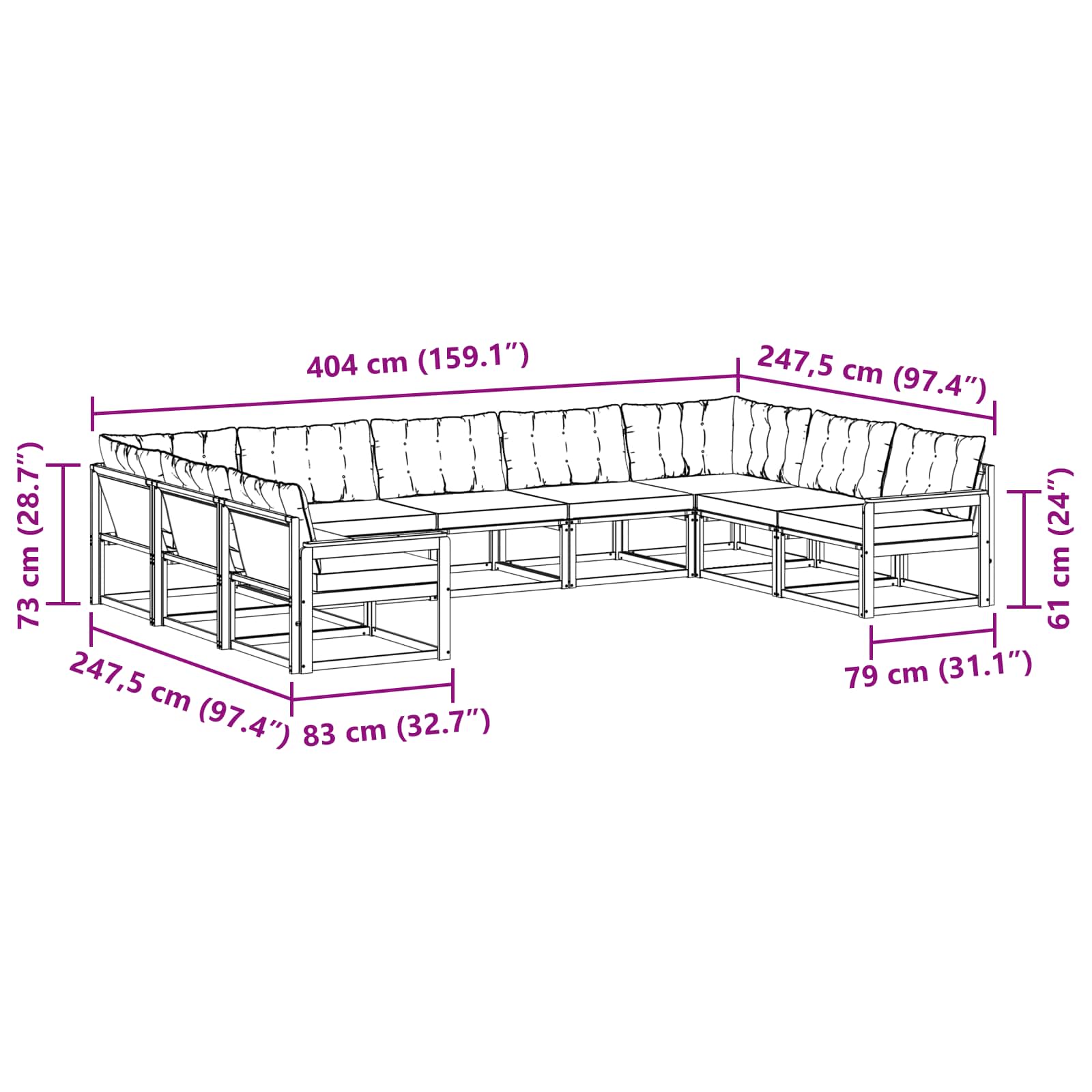 Ensemble de canapés d'extérieur 9 pcs Blanc et gris clair