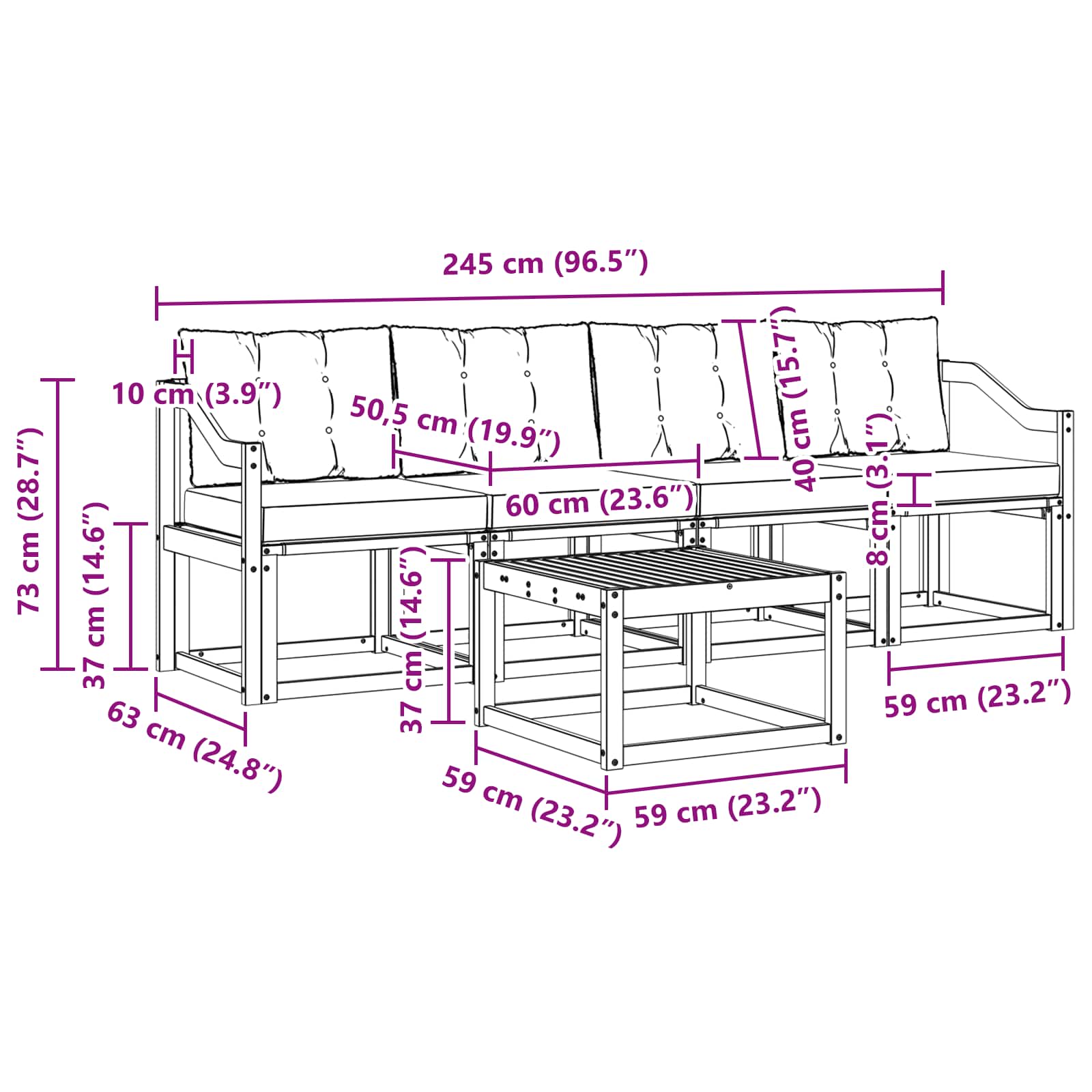 Ensemble de canapés d'extérieur 5 pcs Blanc et Beige - XIOS