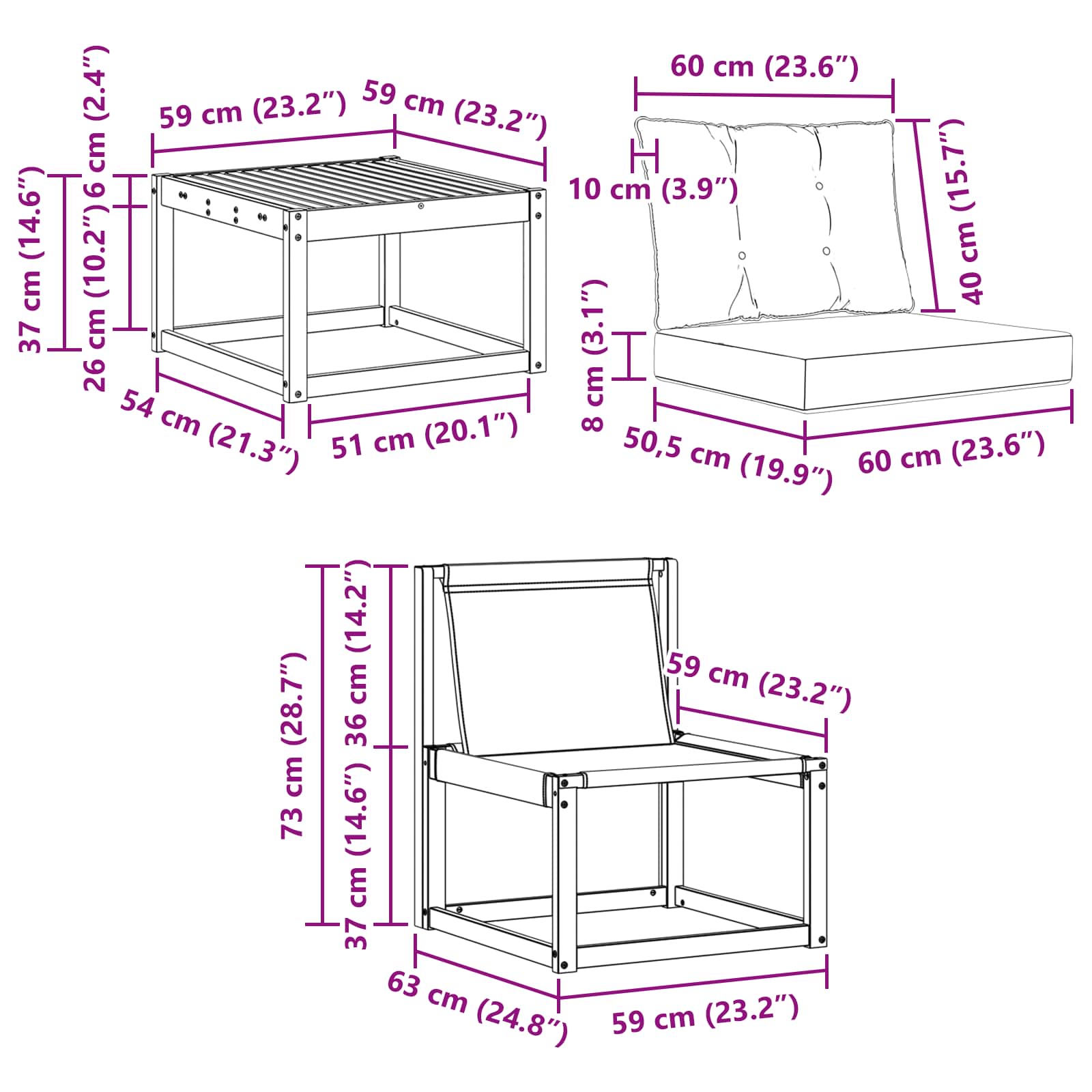 Ensemble de canapés d'extérieur 5 pcs Blanc et Beige - XIOS