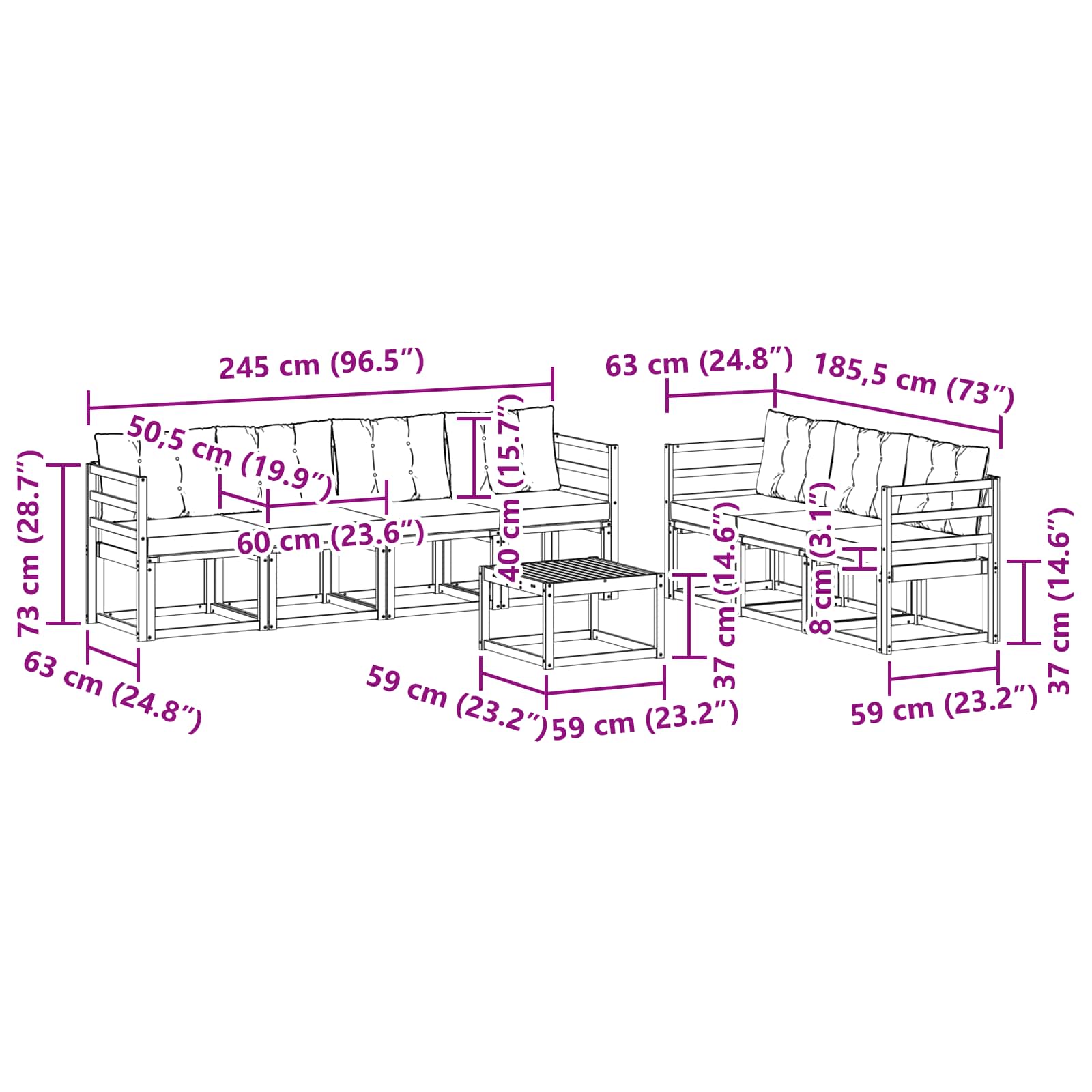 Ensemble de canapés d'extérieur 8 pcs Blanc et Beige - XIOS