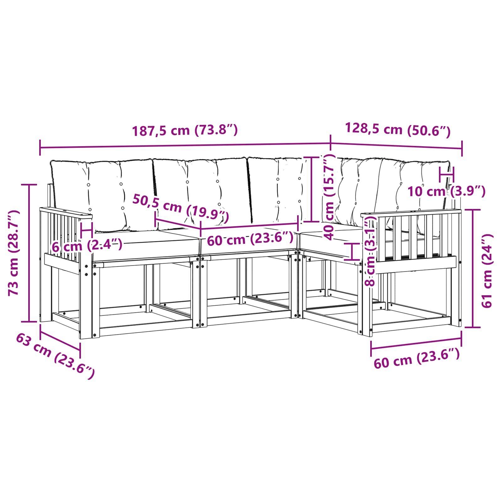 Ensemble de canapés d'extérieur 4 pcs Blanc et gris clair - XIOS