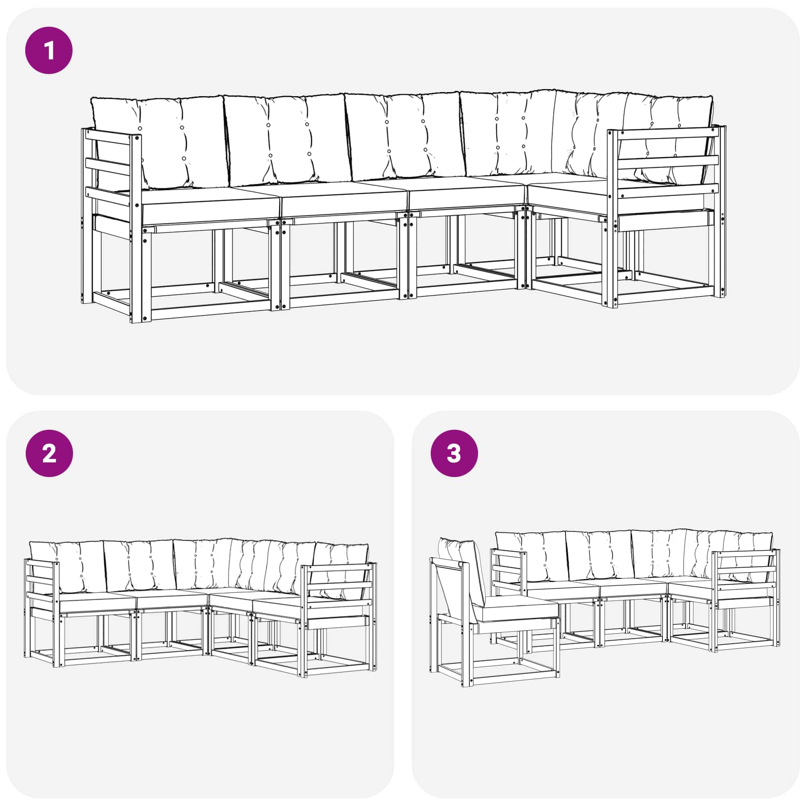 Ensemble de canapés d'extérieur 5 pcs Blanc et crème - XIOS