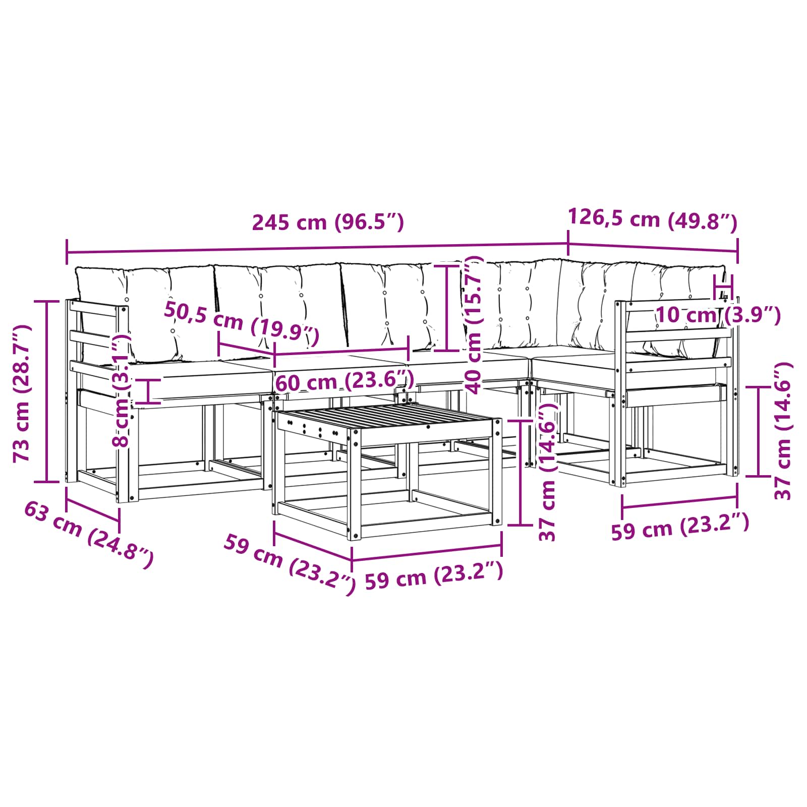 Ensemble de canapés d'extérieur 6 pcs Blanc et Beige - XIOS