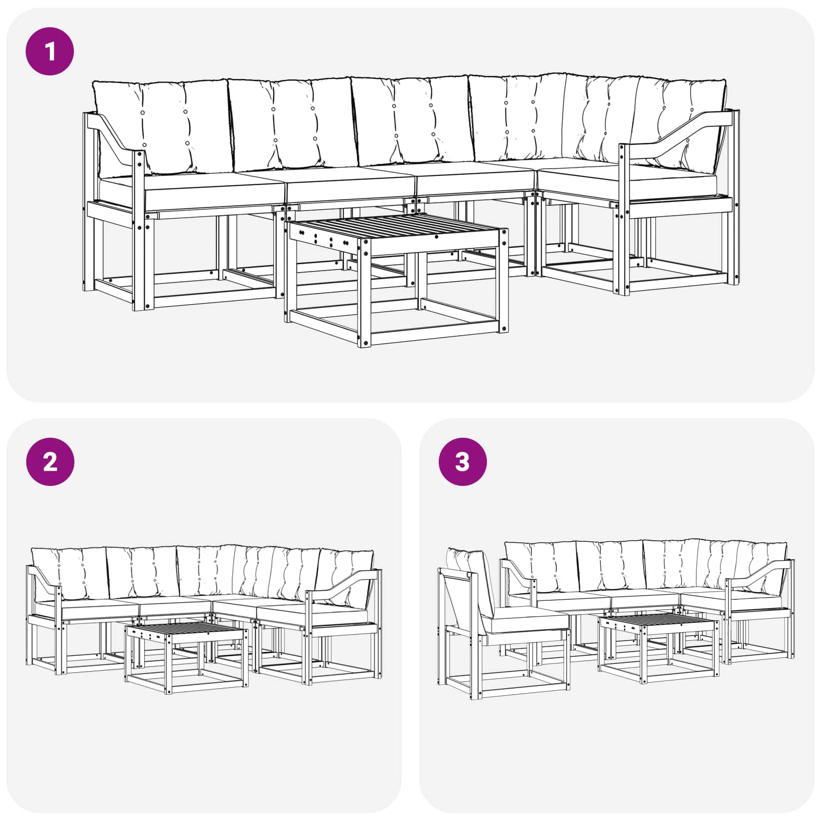 Ensemble de canapés d'extérieur 6 pcs Blanc et Beige - XIOS