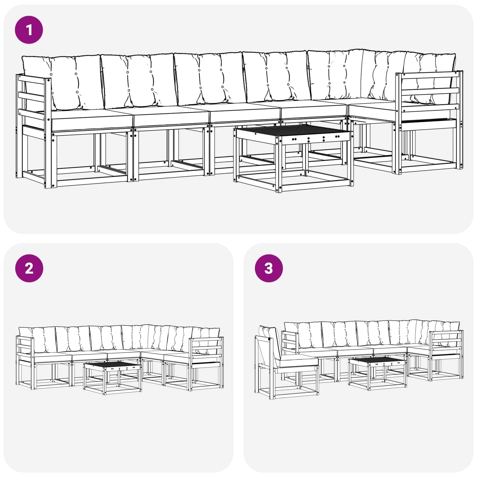 Ensemble de canapés d'extérieur 7 pcs Blanc et Beige - XIOS