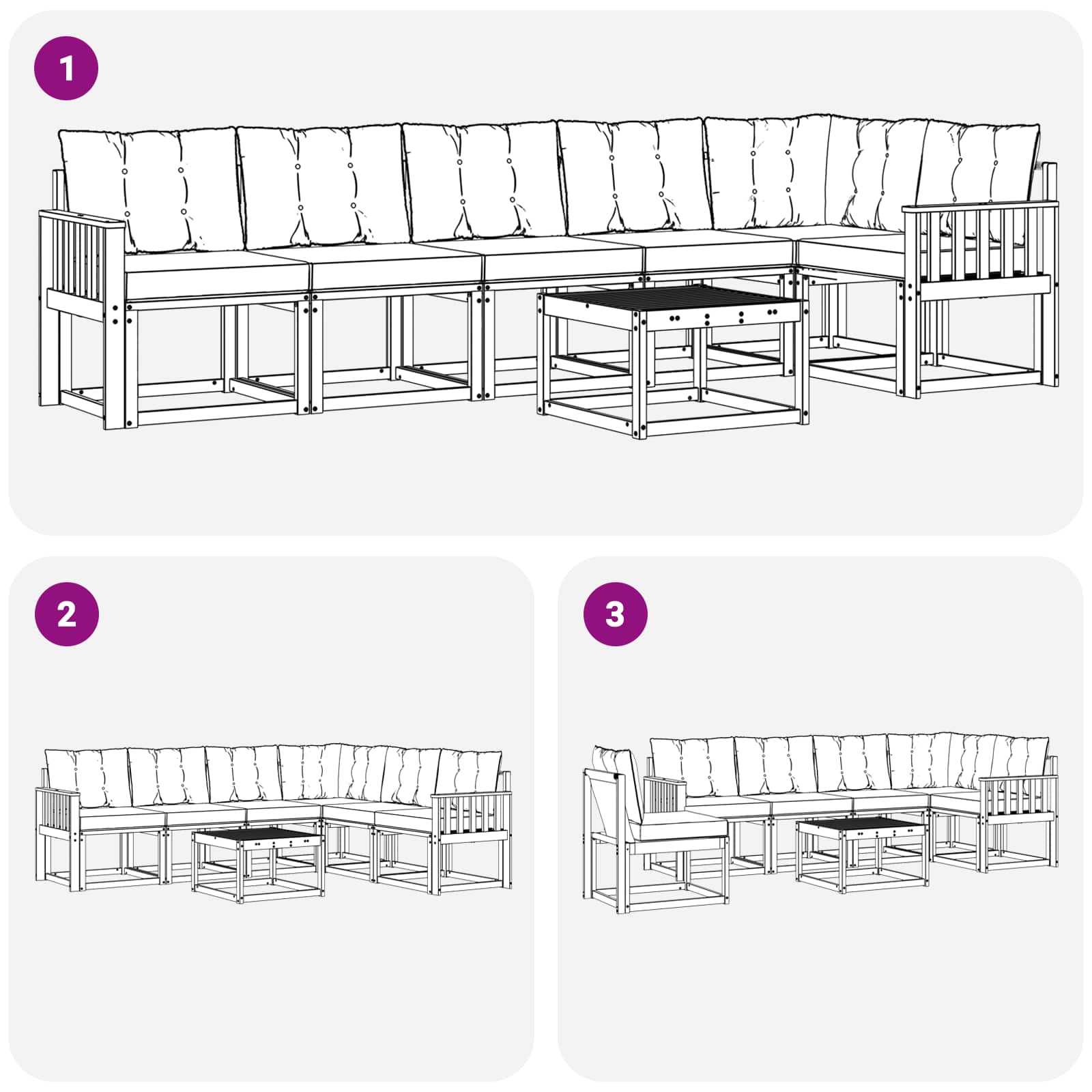 Ensemble de canapés d'extérieur 7 pcs Blanc et Beige - XIOS