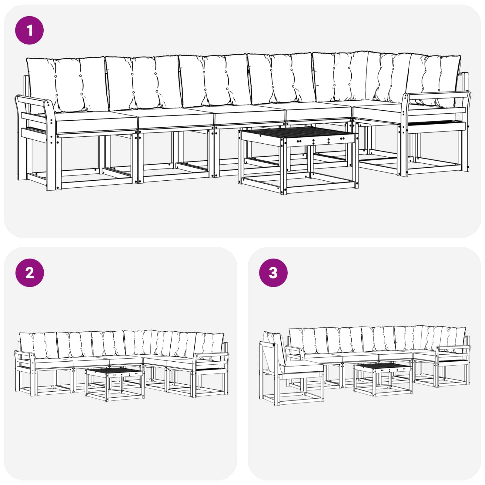 Ensemble de canapés d'extérieur 7 pcs Blanc et Beige - XIOS