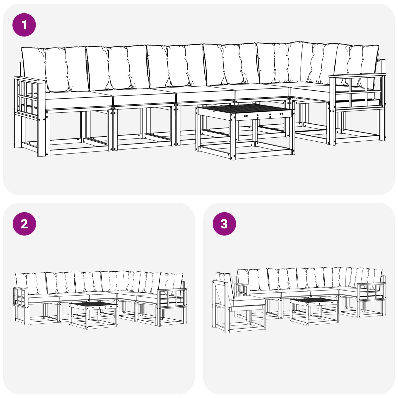 Ensemble de canapés d'extérieur 7 pcs Blanc et Beige - XIOS
