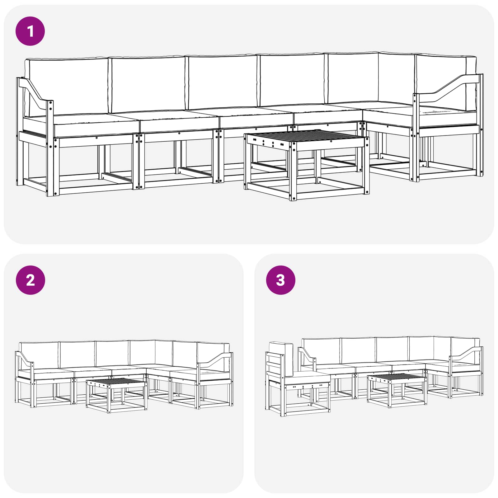 Ensemble de canapés d'extérieur 7 pcs Blanc et Beige - XIOS