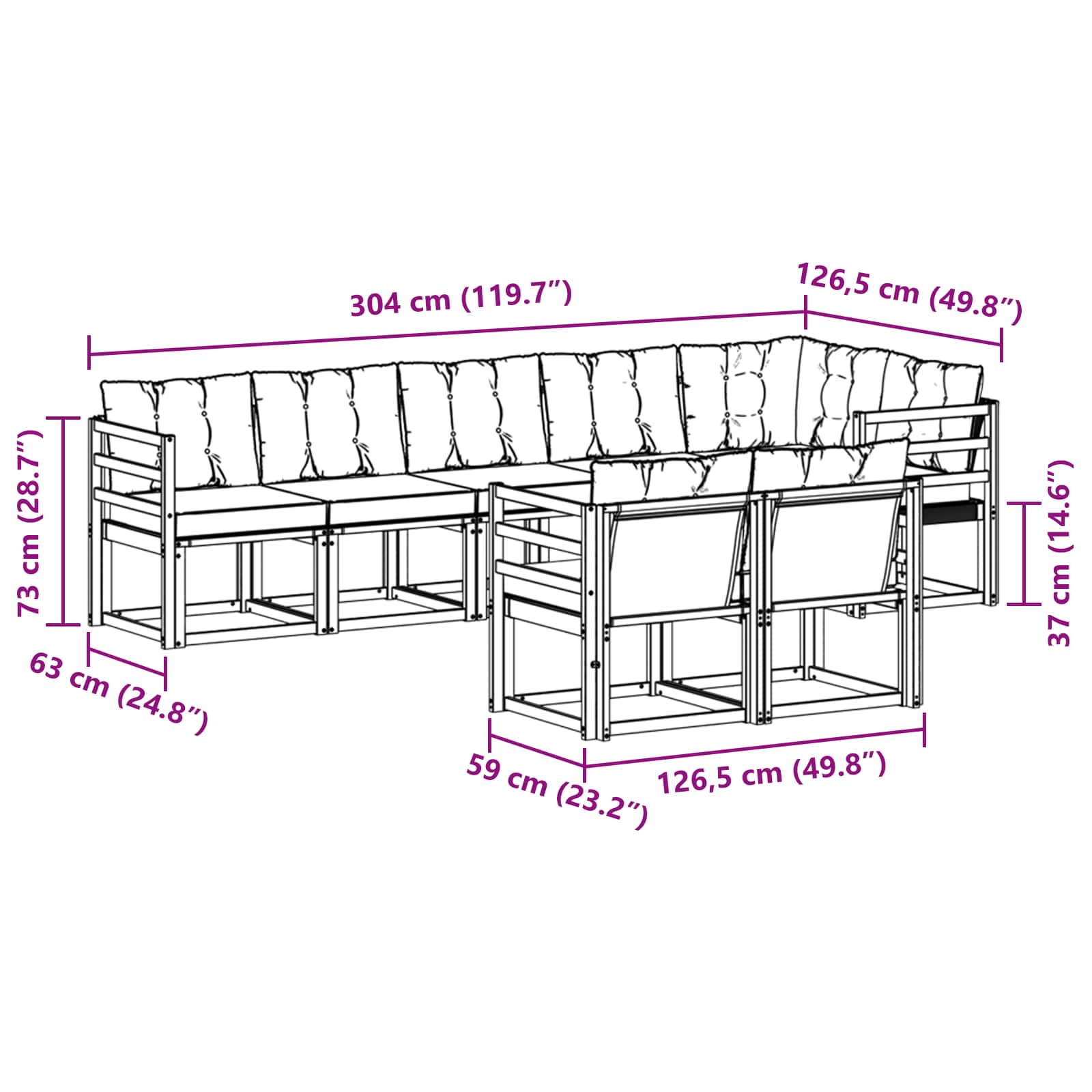 Ensemble de canapés d'extérieur 8 pcs Blanc et noir - XIOS