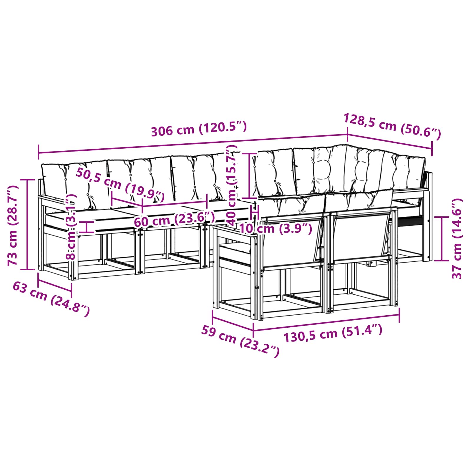 Ensemble de canapés d'extérieur 8 pcs Blanc et Beige - XIOS