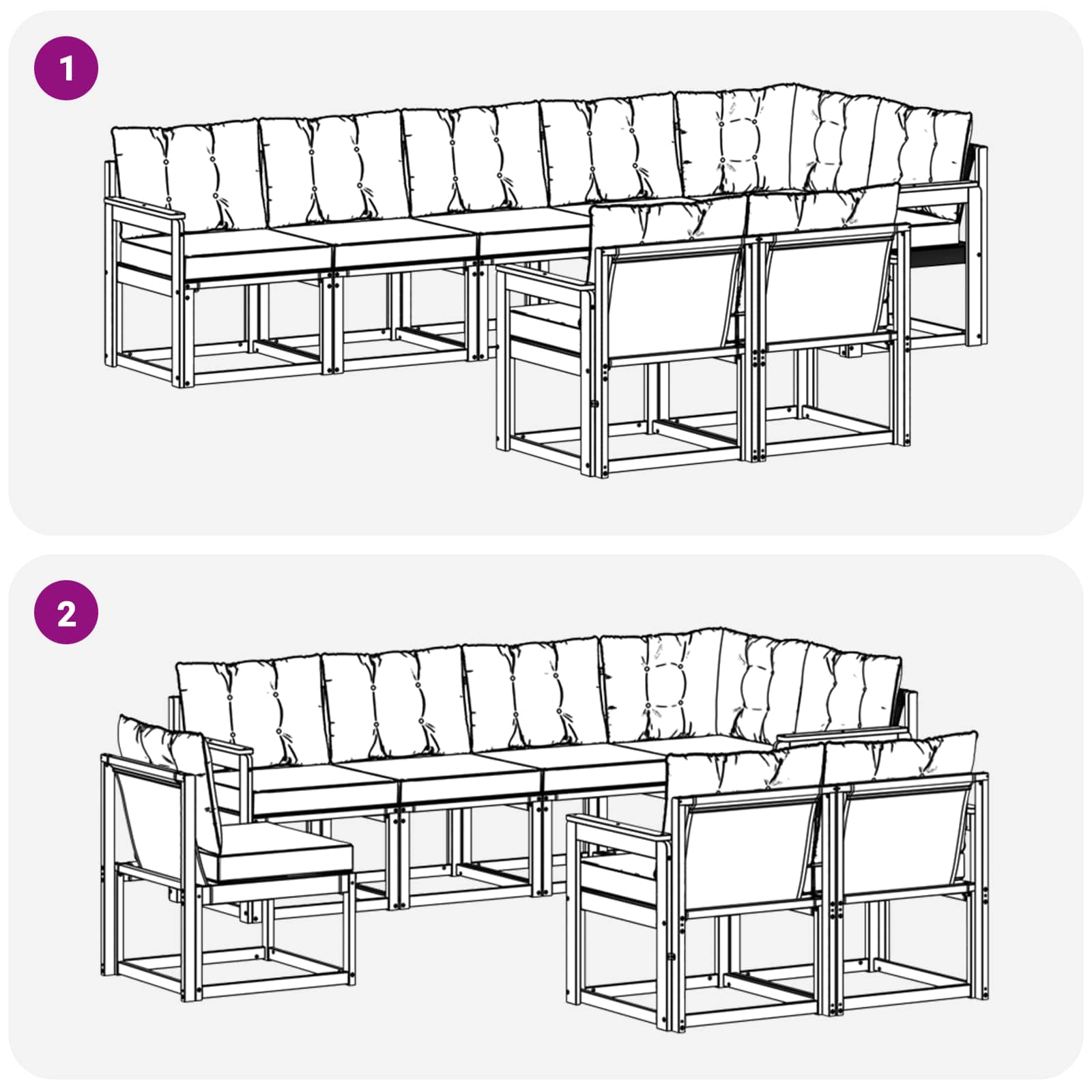 Ensemble de canapés d'extérieur 8 pcs Blanc et Beige - XIOS