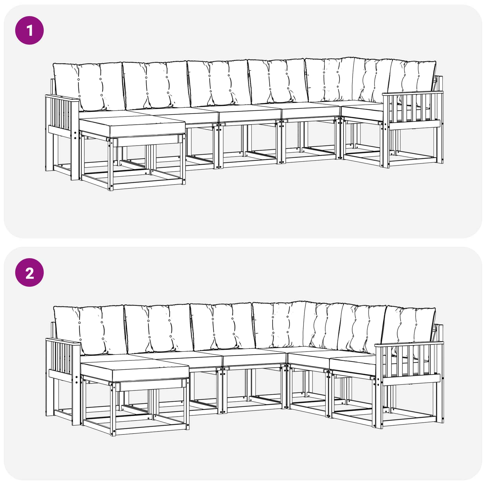 Ensemble de canapés d'extérieur 7 pcs Blanc et noir - XIOS