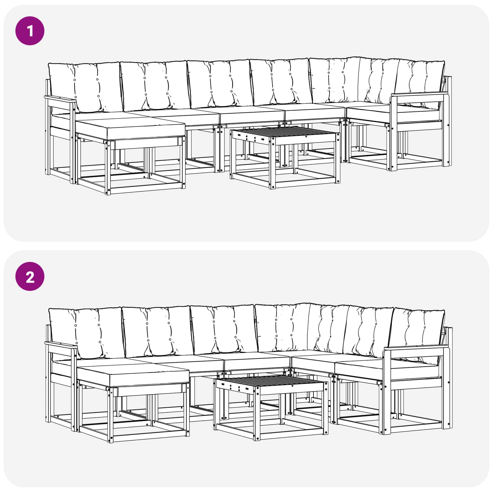 Ensemble de canapés d'extérieur 8 pcs Blanc et Beige - XIOS