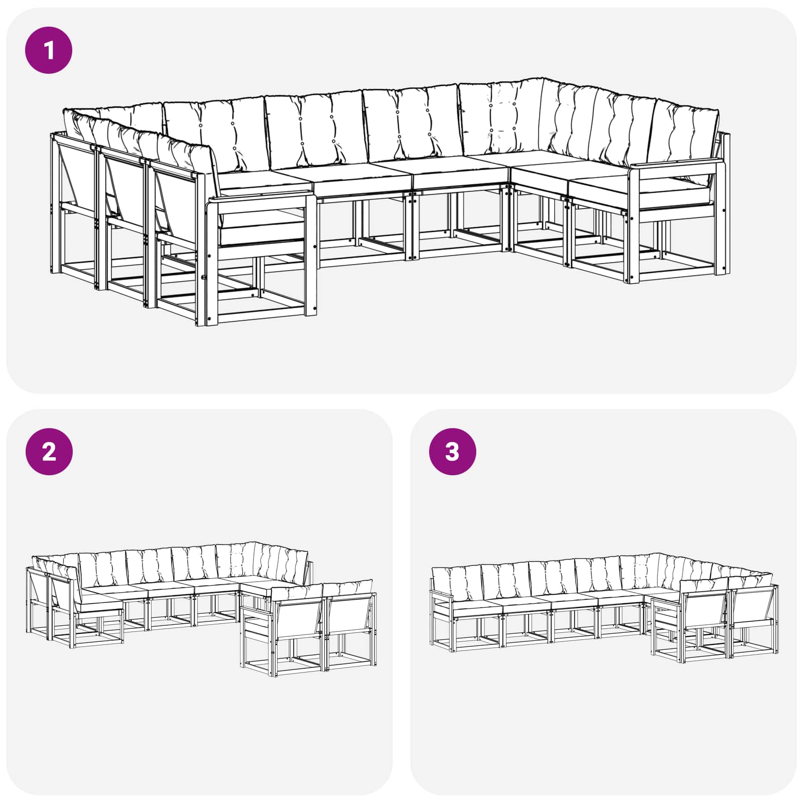 Ensemble de canapés d'extérieur 9 pcs Blanc et gris clair - XIOS