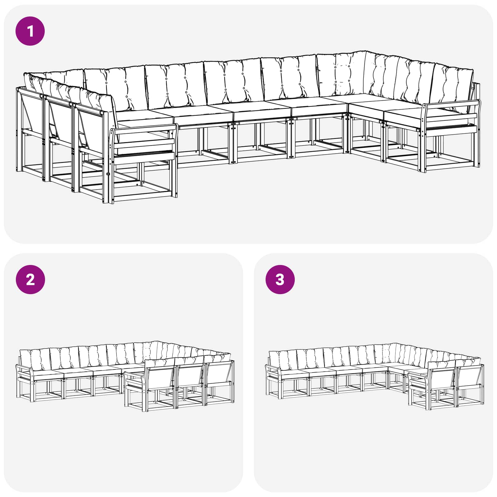 Ensemble de canapés d'extérieur 10 pcs Blanc et Beige - XIOS