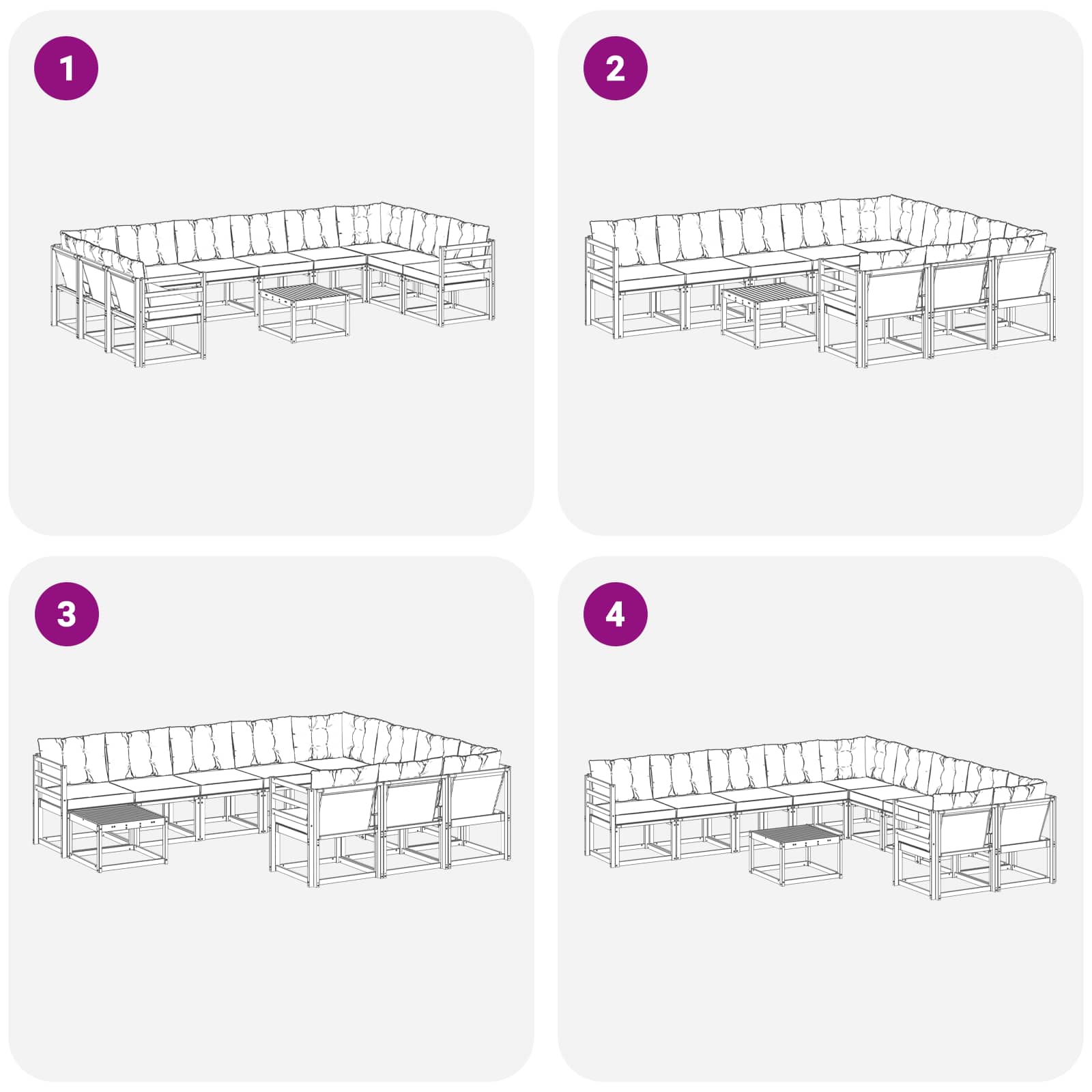 Ensemble de canapés d'extérieur 11 pcs Blanc et noir - XIOS