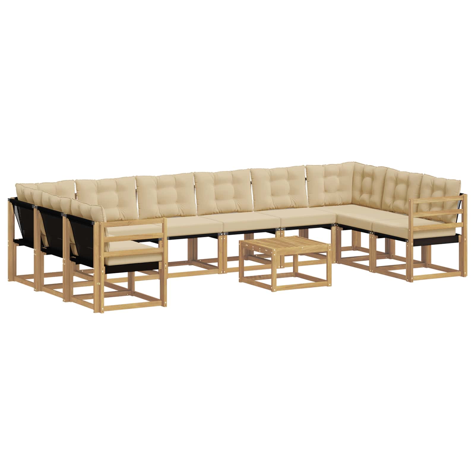 Ensemble de canapés d'extérieur 11 pcs Blanc et Beige