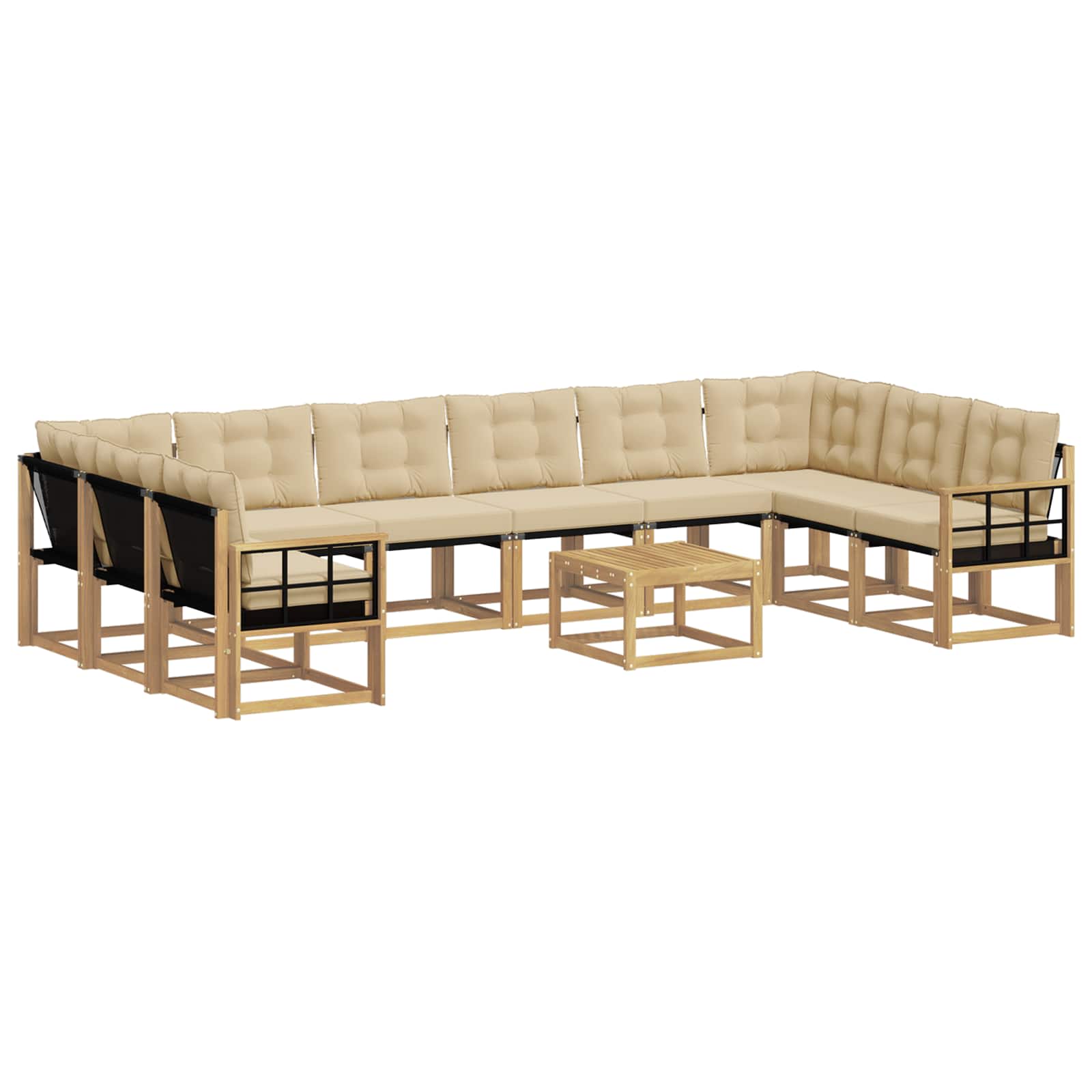 Ensemble de canapés d'extérieur 11 pcs Blanc et Beige