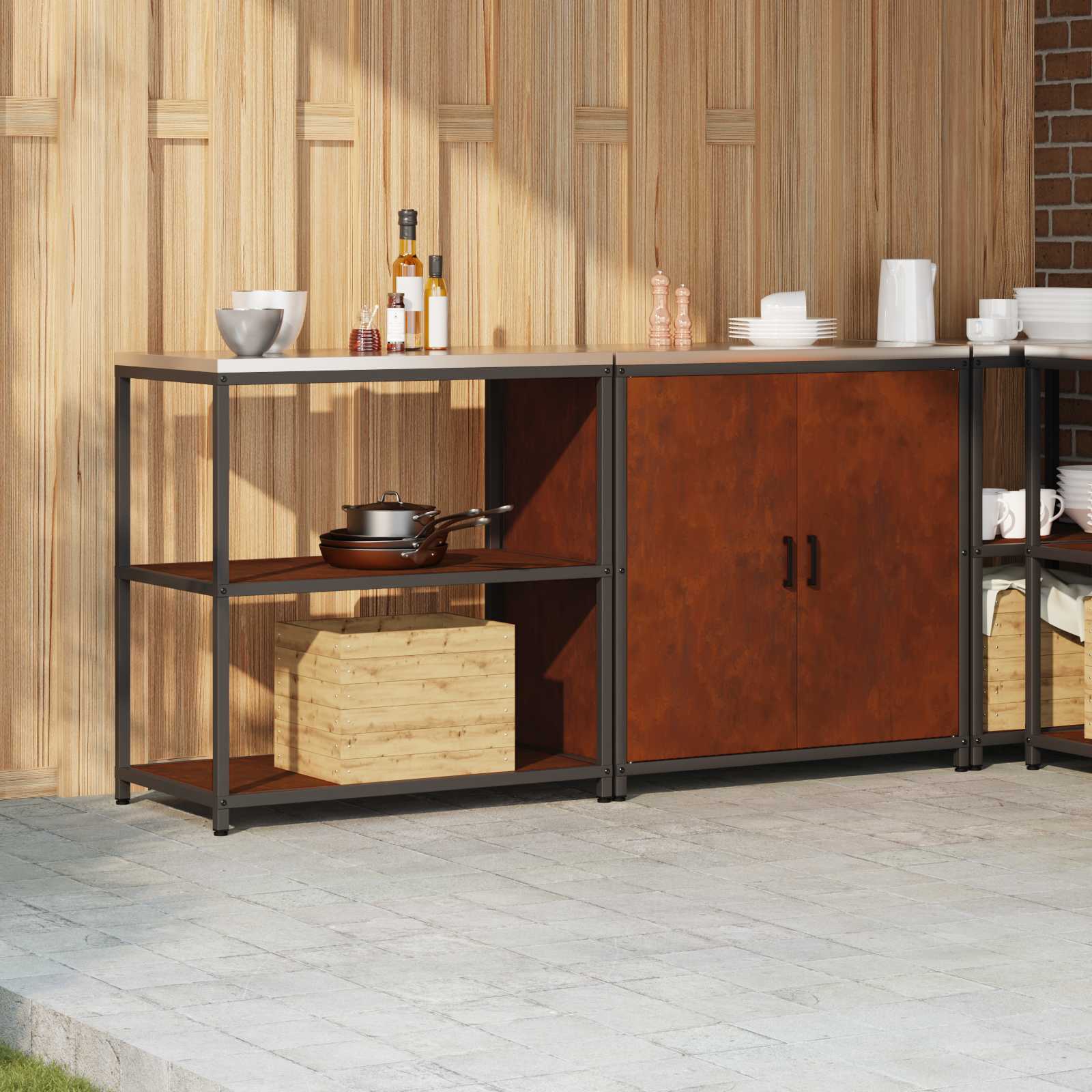 Ensemble de rangement cuisine HATTEM 2 pc Rouillé Acier - XIOS